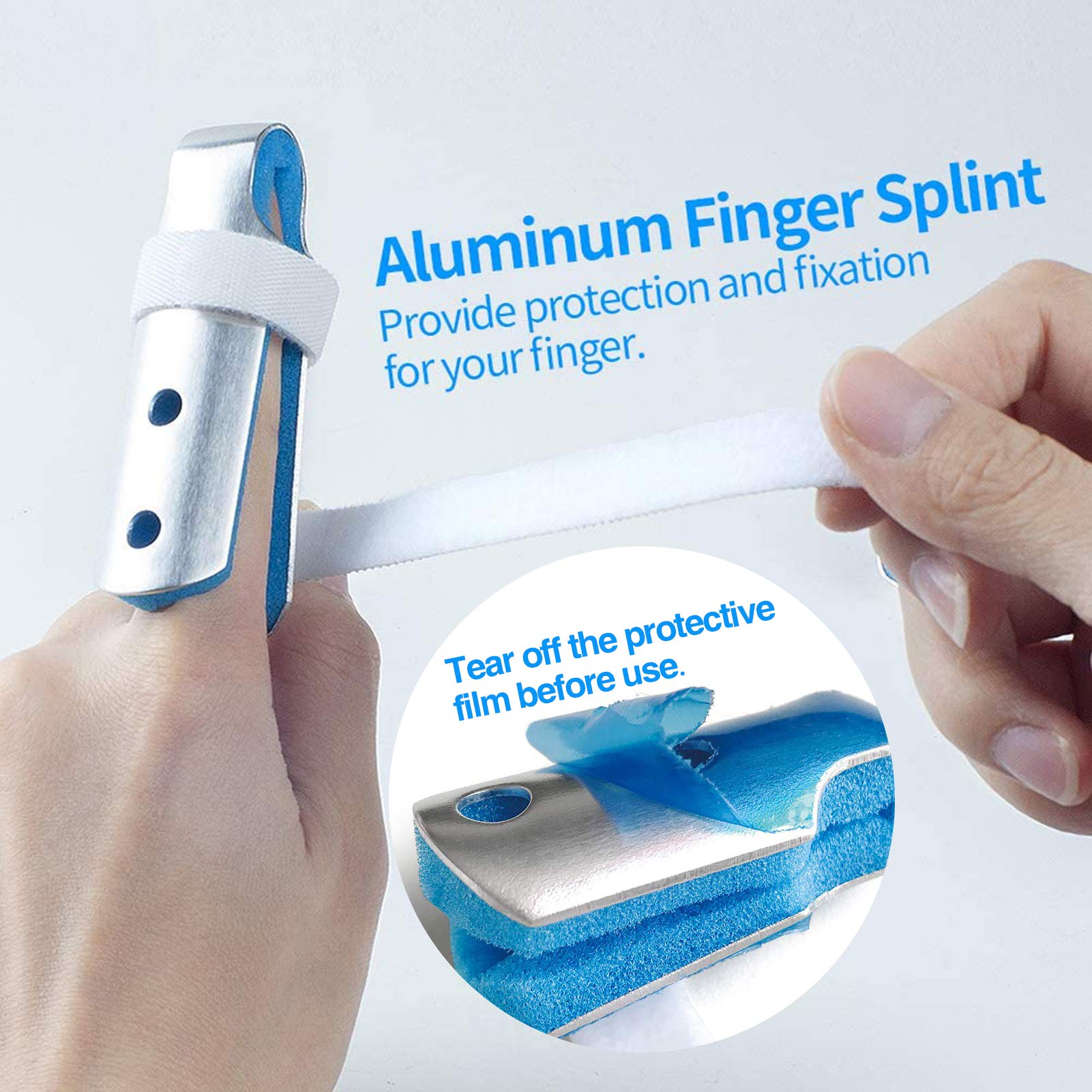 Aluminum Finger Splint, Teroys Metal Finger Support Brace for Broken