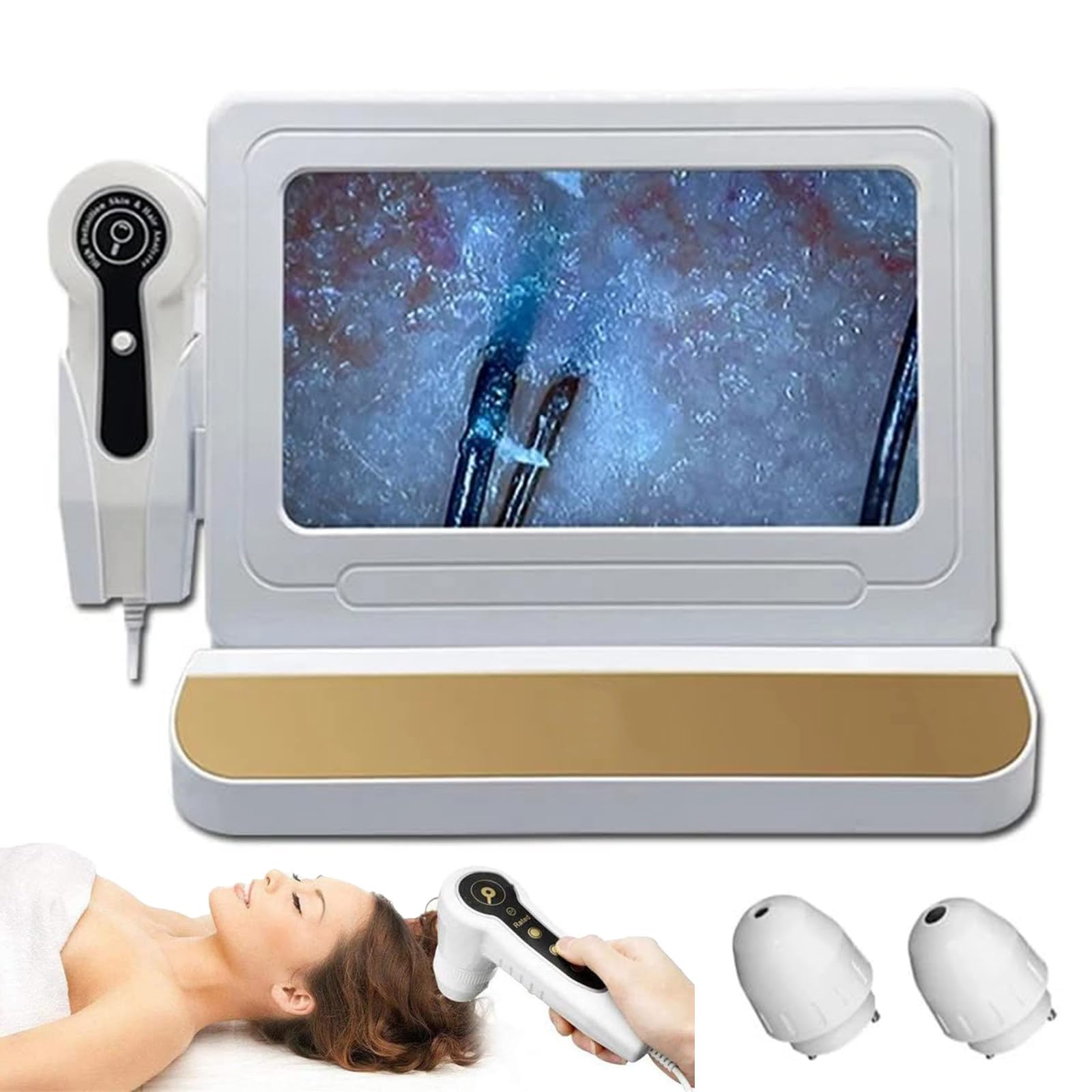 Hauthaaranalysator, 27,9 cm HD LCD Sn 50X/200X Lupe, professionelles Analysegerät, All-in-One-Gerät, Follikelanalysator, Detektor für den Heimsalon, d (d)