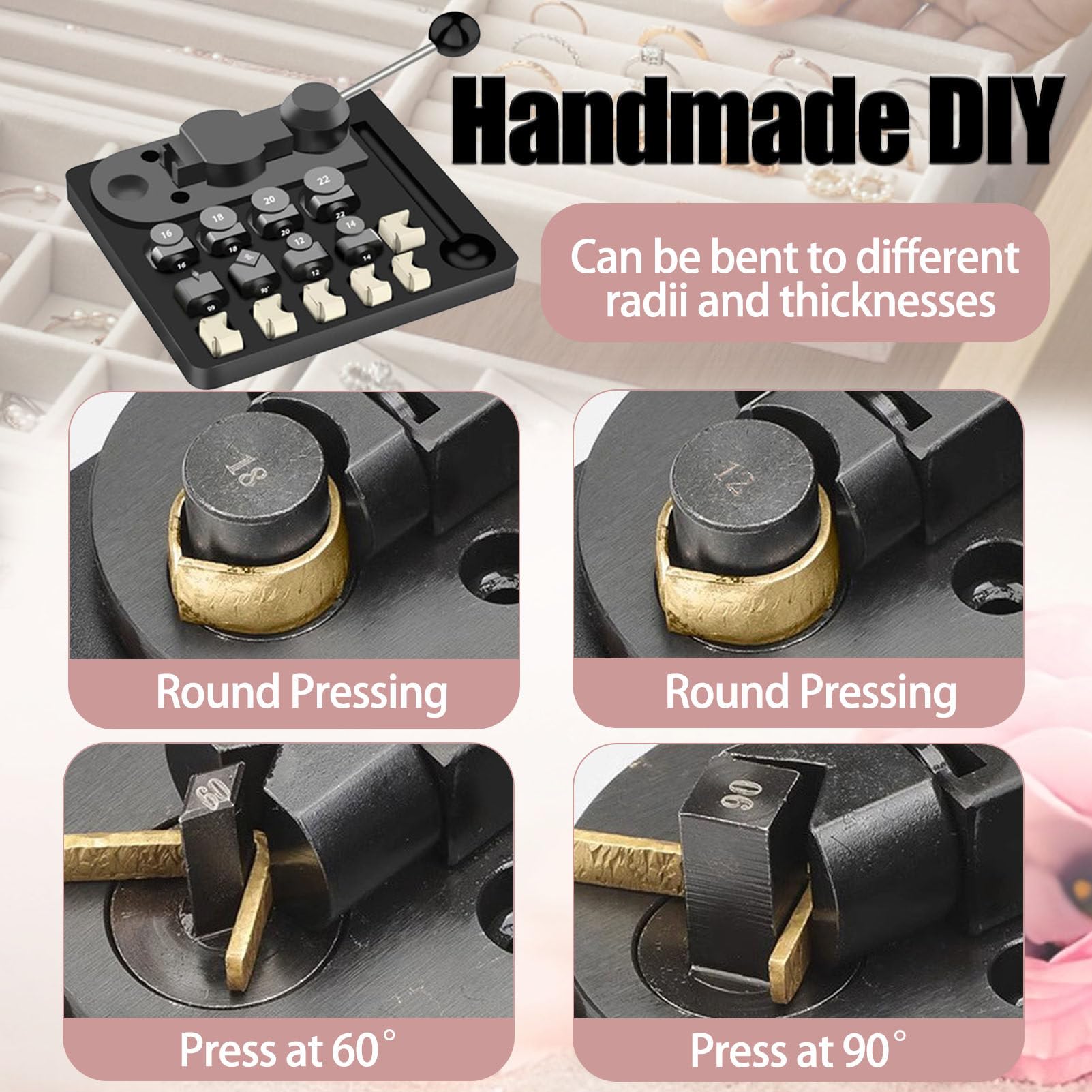 Maszyna Do GięCia PierśCieni, Z Metalowymi Matrycami, Zaciskiem Do Drewna, NarzęDziem Pomiarowym, Gumowym MłOtkiem, Maszyną Do GięCia KolczykóW, Do Produkcji BiżUterii