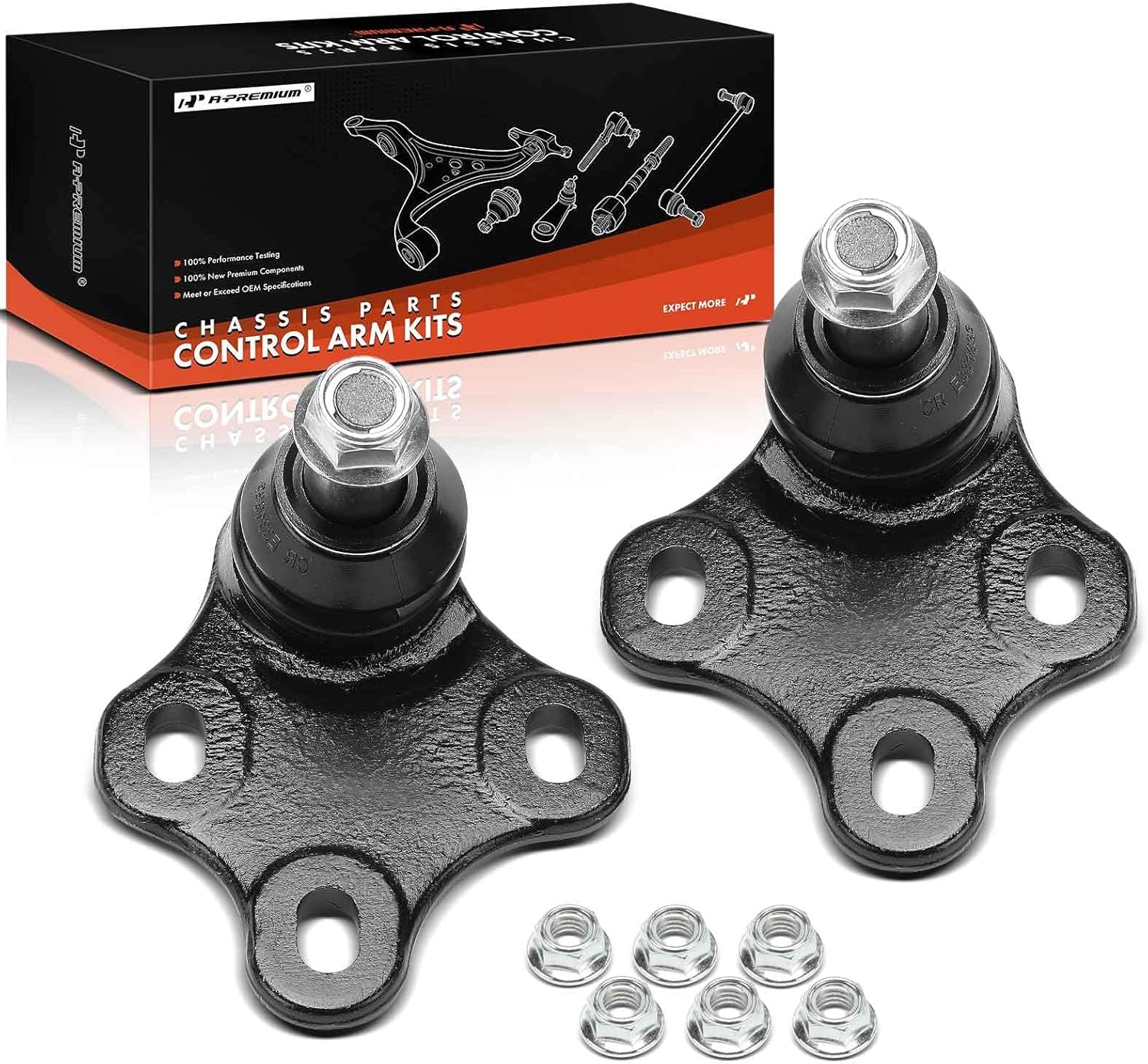 A-Premium 2 x Front Lower Ball Joint, Compatible with Audi TT 2008-2009, TT Quattro 2008-2023, TT RS Quattro 2012-2013 2018-2022, TTS Quattro 2009-2023