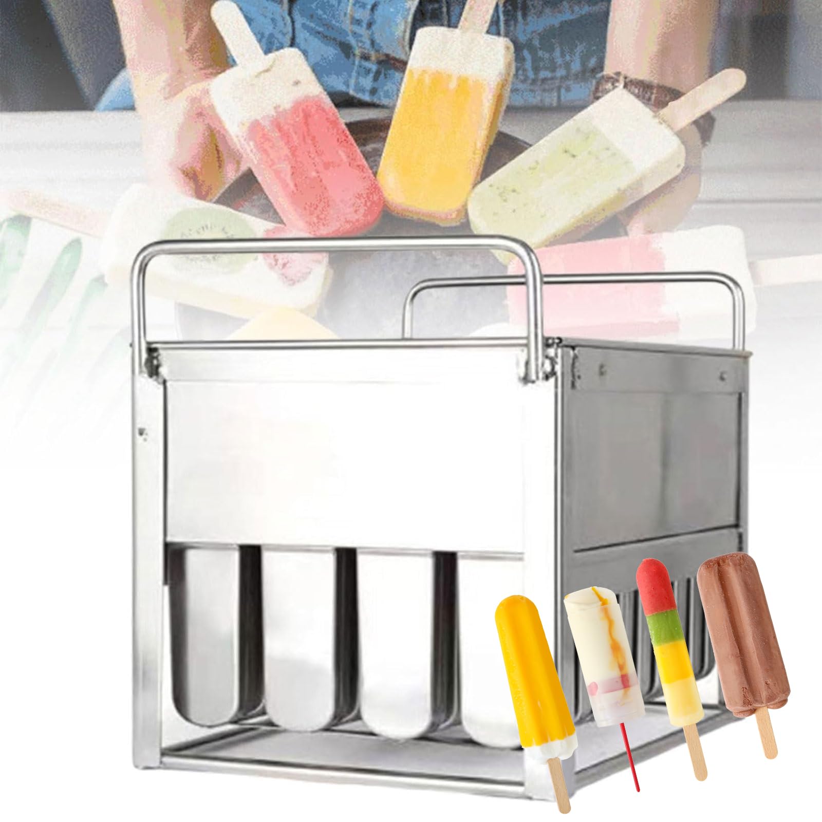 Juego de 40 moldes de helado, moldes reutilizables de acero inoxidable para helados y postres de congelación rápida, moldes trenzados para hacer paletas y paletas