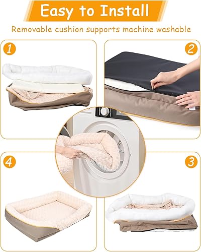 Miniatura 5 de Cama ortopédica lavable para perros medianos, cama impermeable para perros con relleno, sofá grande con funda extraíble y parte inferior