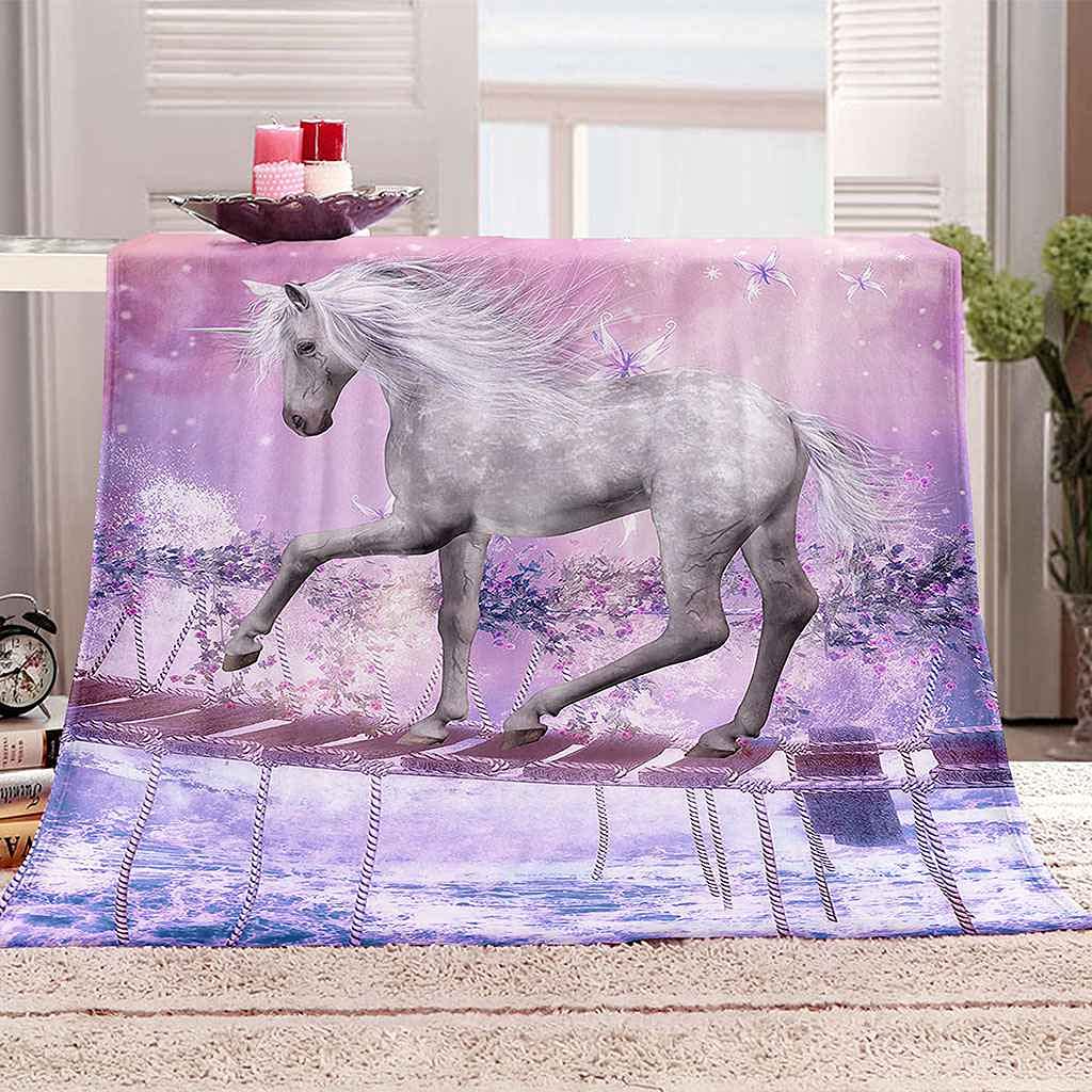 Couverture Polaire Cheval Violet : Cadeau Idéal pour Passionnés d'Équitation