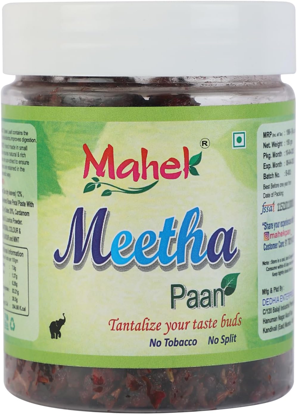 Mahek Meetha Paan 150Gm | Mukhwas Mouth Fresheners | Traditional Indian Sweet Paan Flavour | After Meal Digestive | No Tobacco No Supari | Refreshing Saunf Blend