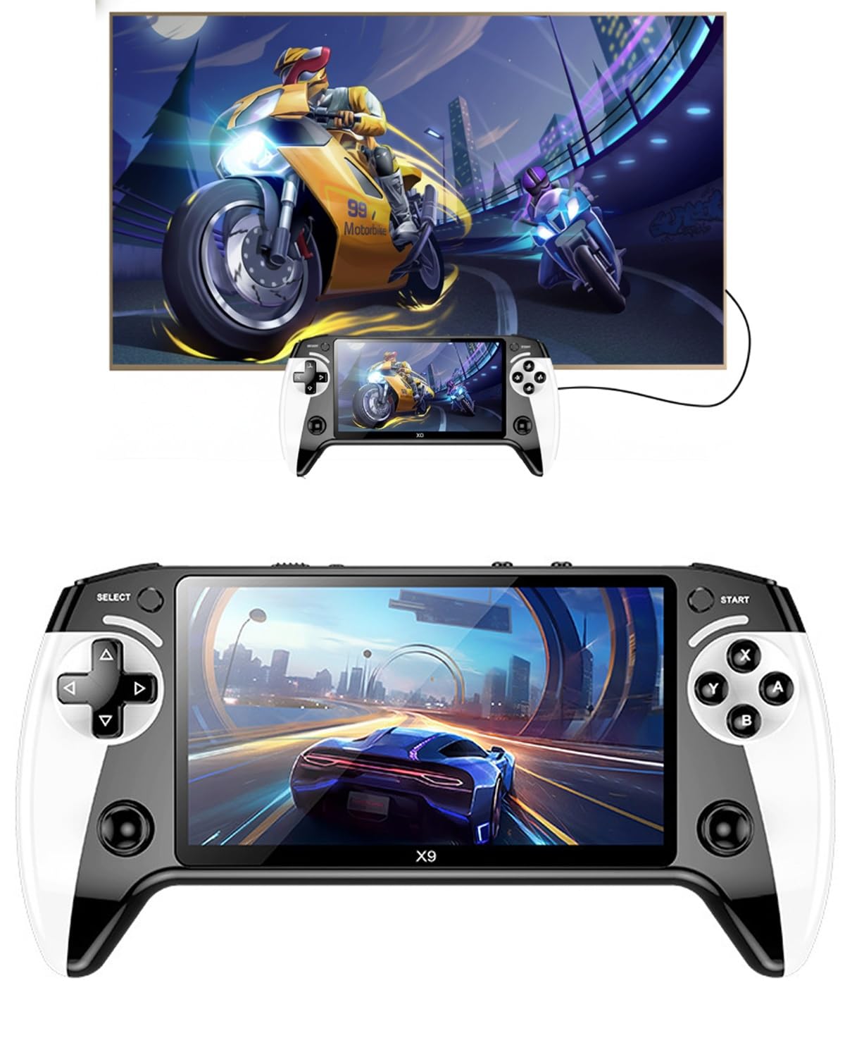 Consola de juegos retro portátil, consola de juegos portátil 9X con pantalla HD IPS de 5.5 pulgadas, más de 20000 juegos clásicos, consolas de mano