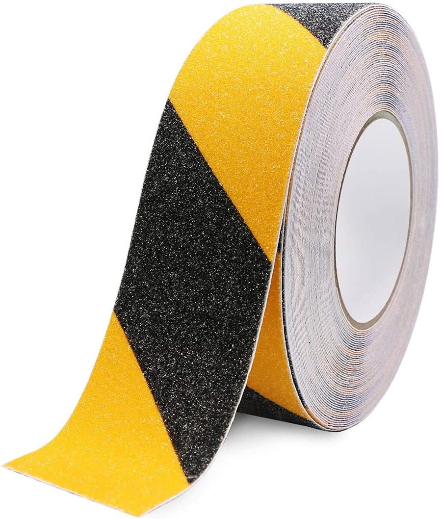 BSTHPSafety Tape Yellow Black, Anti-Slip Safety Tapes Adhesive for Household Outdoor Steps Stairs Floors Walls Or Indoor High Traction Warning Tape, 5cm x 5m