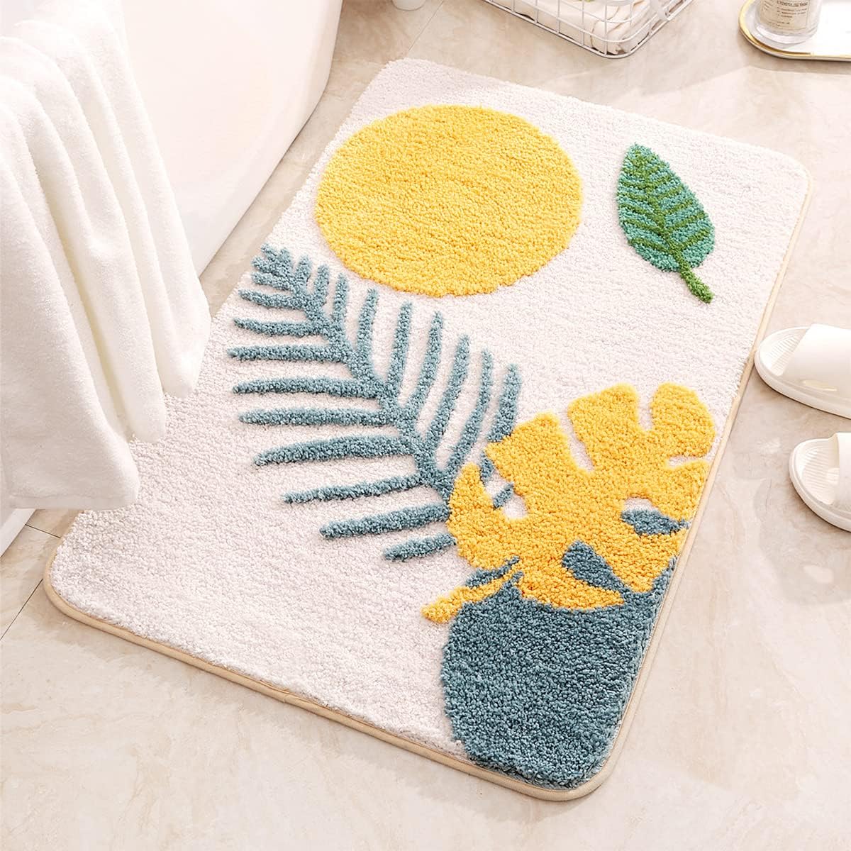 Plants Bath Mat Super Absorbent Bathroom Rug Non Slip Bath Carpet for Bathroom Machine Washable Thick Plush Bath Mat Soft Microfiber Bath Rug for Bedroom, Bath Tub and Hallway (31"x20")