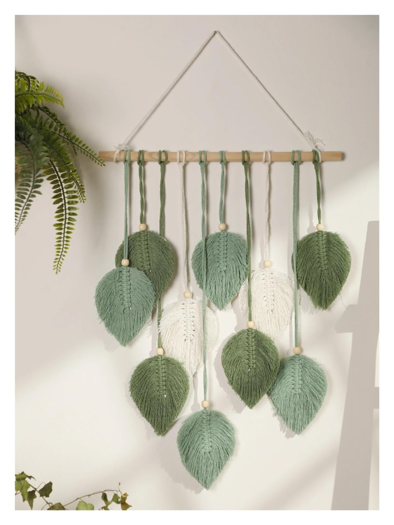 BDFJEDS Tapestry Wall Hanging Leaf Macrame Tapestry Brown Green Wall Hanging Living Room Decors(Color2)