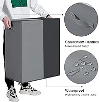 Vista 6 de WOWLIVE Cesta Doble de Lavandería con Tapa y Bolsas de Lavandería Extraíbles, Cesta Grande de Lavandería de 154L, Cesta Plegable para Ropa Sucia
