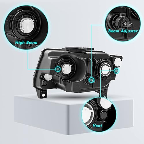 Miniatura 4 de Juego de montaje de faros halógenos para Jeep Grand Cherokee 2011-20132011-2017 Compass (no Cherokee)