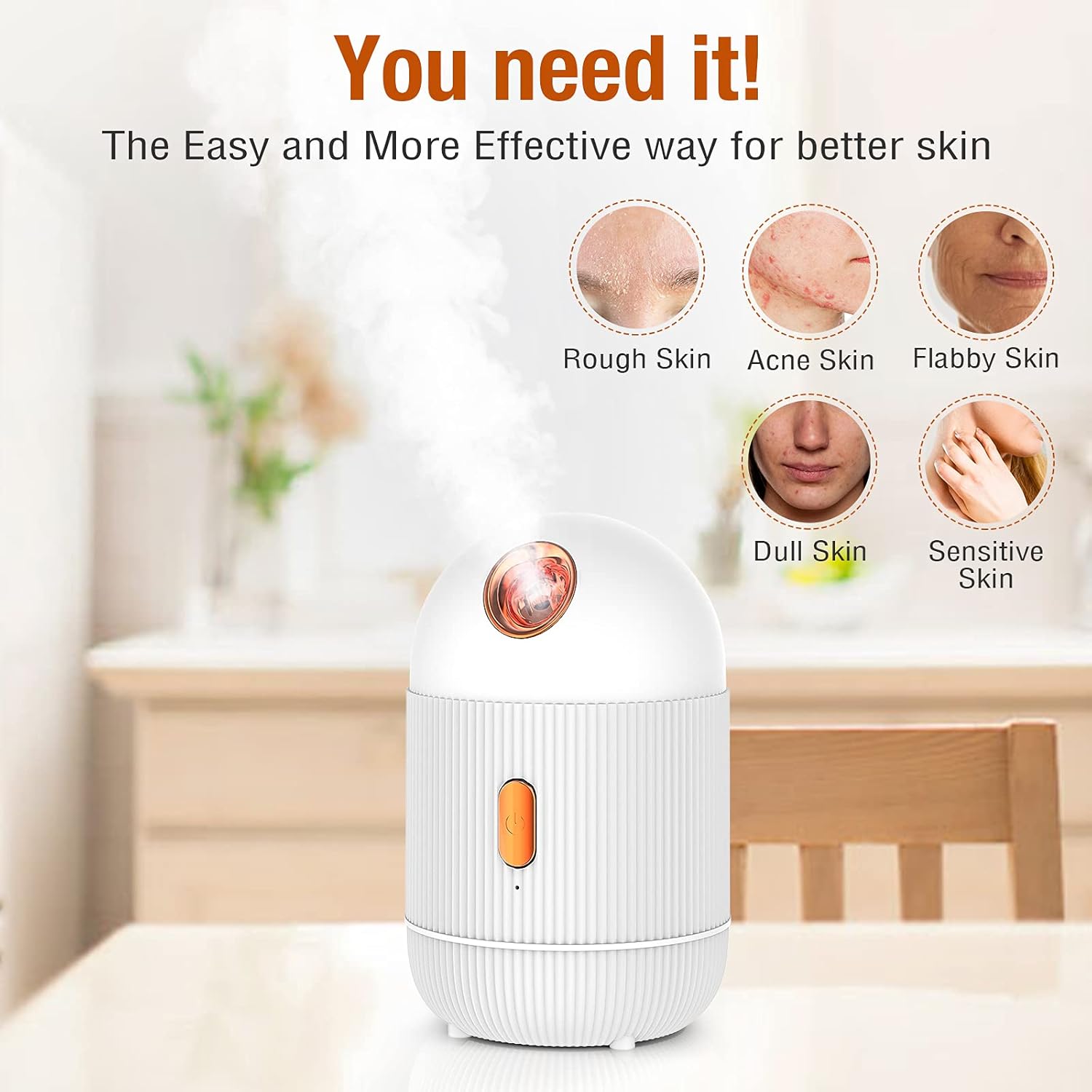 Facial Steamer, Rejuvenate Moisturizing Cleansing Pores for Women, Warm Mist Nano Ionic face Steamer for Facial with Skin Cleansing with Home and Office (180ml) : Beauty & Personal Care