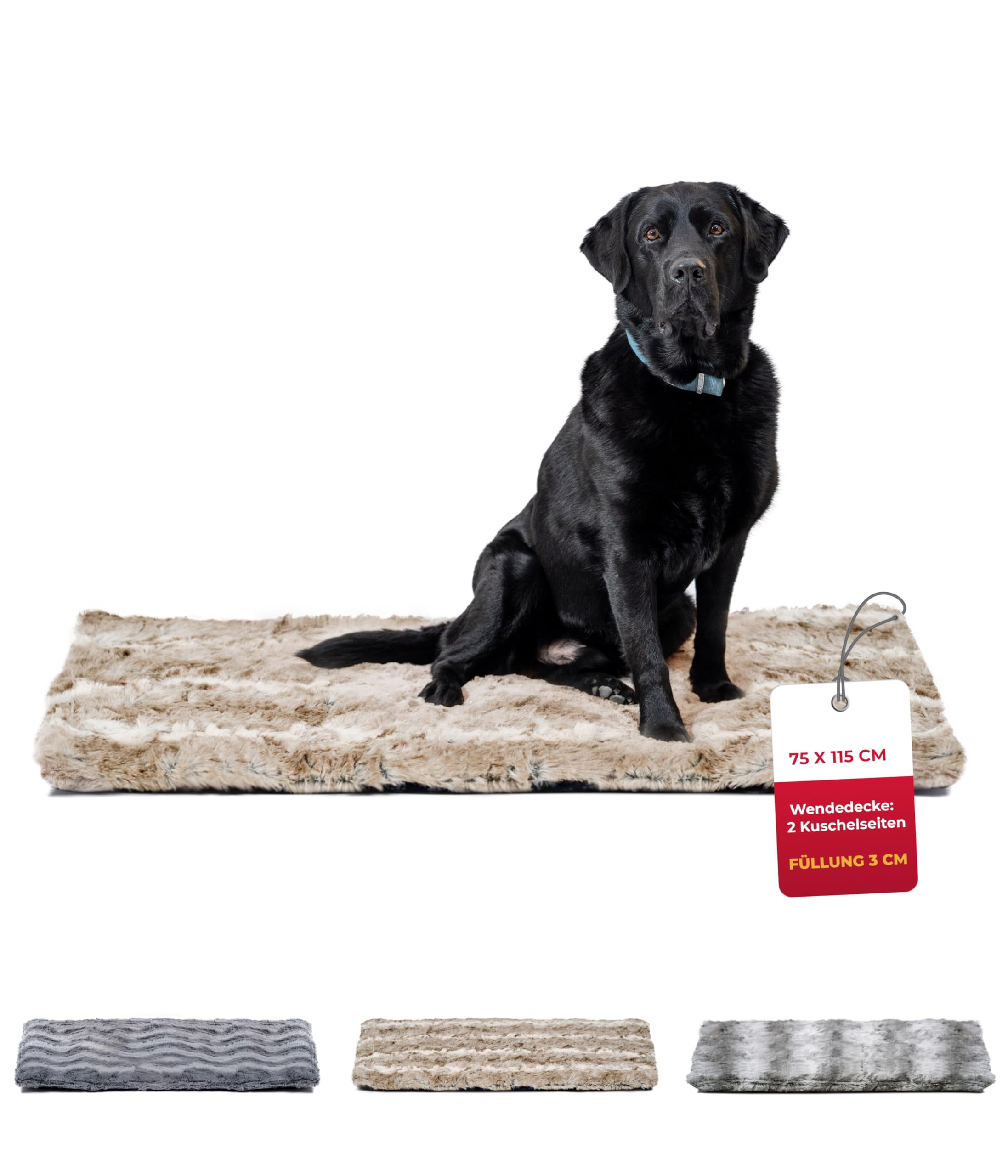 Hundedecke Exklusiv mit Füllung L (75x115 cm) – Gepolstert, Wendbar & Waschbar – Gemütliche Hunde Kuscheldecke – Sand, Made in DE