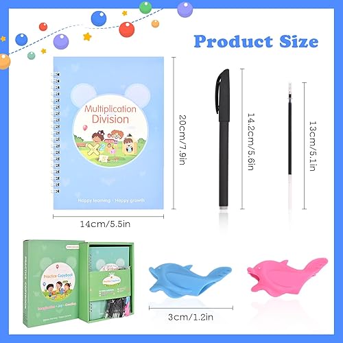 5 cuadernos de práctica mágica, libro de práctica de escritura reutilizable, libros de escritura Groovd Kids para niños preescolares de 3 a 8 años