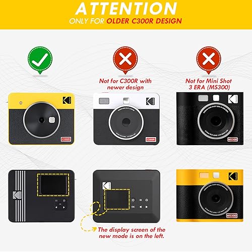 Miniatura 2 de Rieibi Kodak Mini Shot 3 - Funda protectora de piel sintética para cámara Kodak Mini Shot 3 Retro C300R 2 en 1, impresora instantánea portátil con