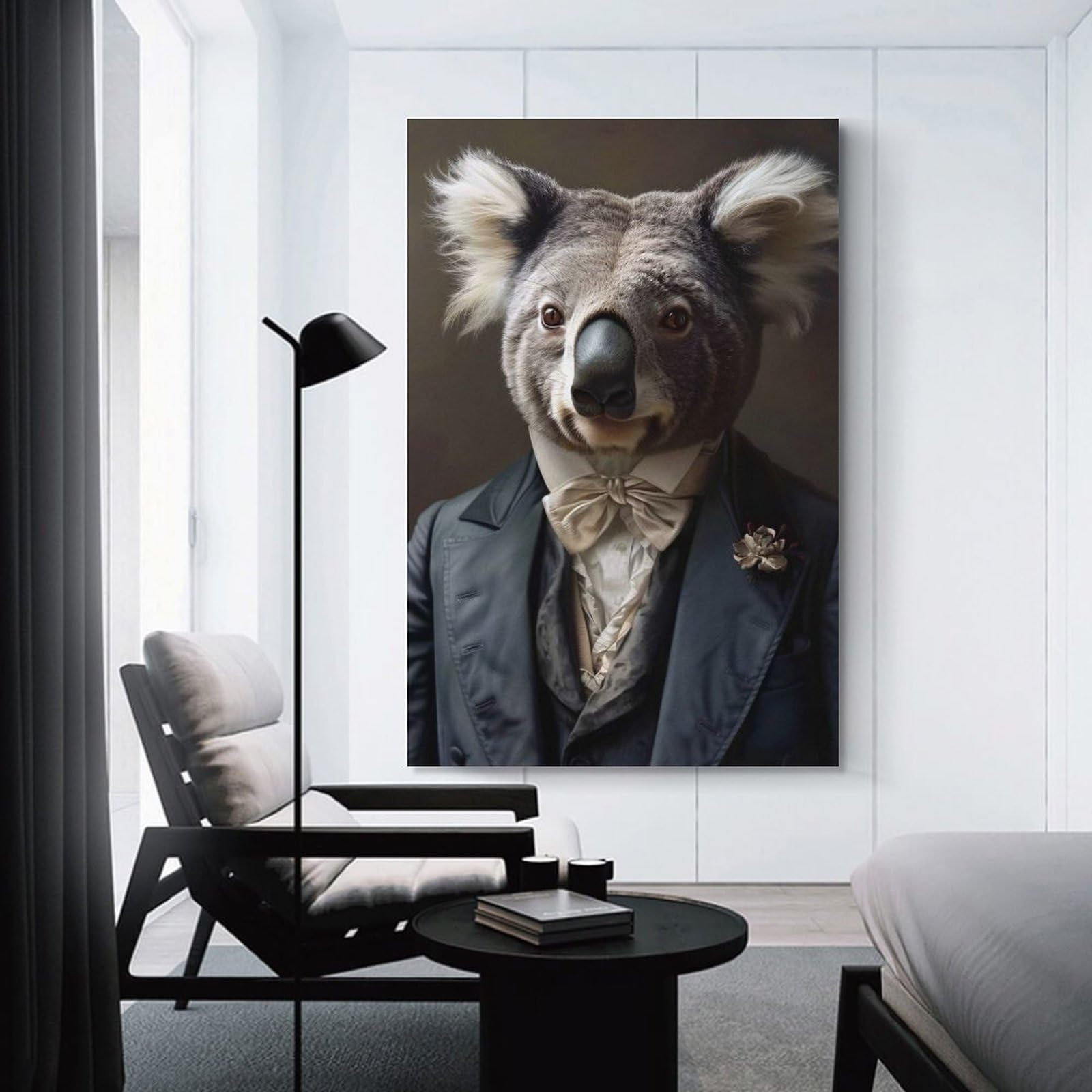 Junmoney Koala in A Suit Portrait Decorative Canvas Print 24x36inch(60x90cm), for Study, Office Or Focused Interiors, Wall Art That Adds Style to Work Areas