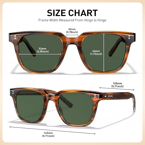AVAWAY Retro Polarised Mens Sunglasses Vintage Square Eyewear UV400 Protection for Driving Travel