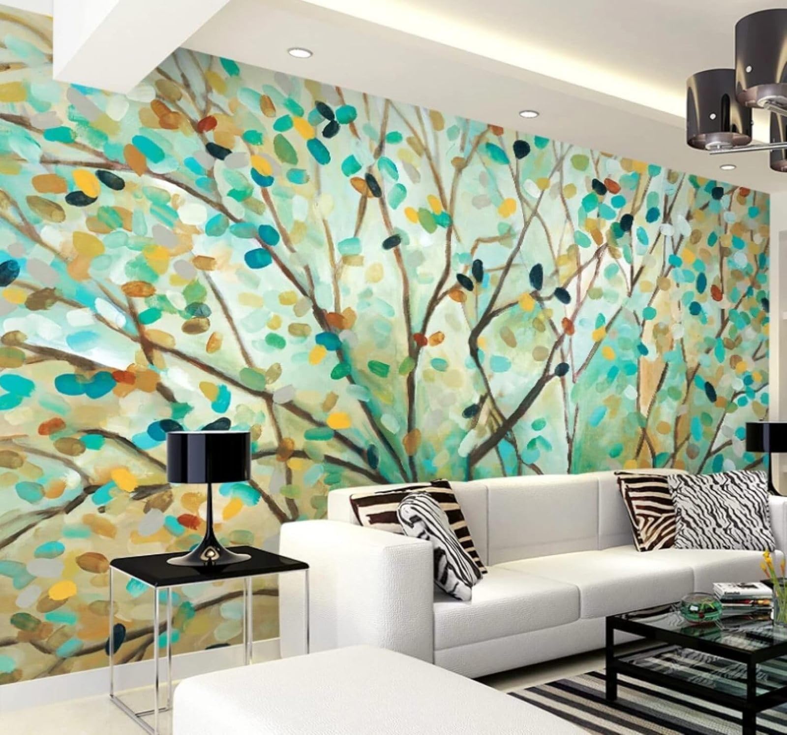 XLMING Retro Abstract Hand Painted Watercolour Trees 3D Wallpaper Luxury Silk Study Dining Feature Sofa Grey Bedroom Living Room Tv Decorative Wall-350cm×256cm