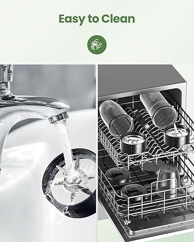 Miniatura 5 de VEWIOR - Licuadora personal de 1200 W para batidos y batidos, con hoja de 6 bordes, 23 onzas x 2 tazas para llevar, sin BPA, control de 3 modos,