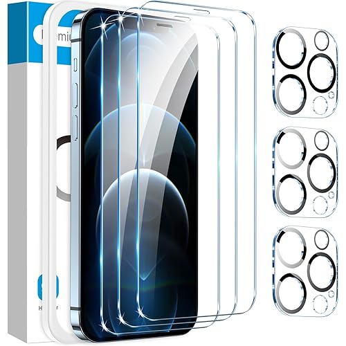 Fotbor [3+3 Pack for iPhone 12 Pro Max Screen Protector with Camera Lens Protector, Tempered Glass Shatterproof Easy Installation Frame, HD Clear Full Coverage iPhone 12 Pro Max Accessories 6.7 Inch