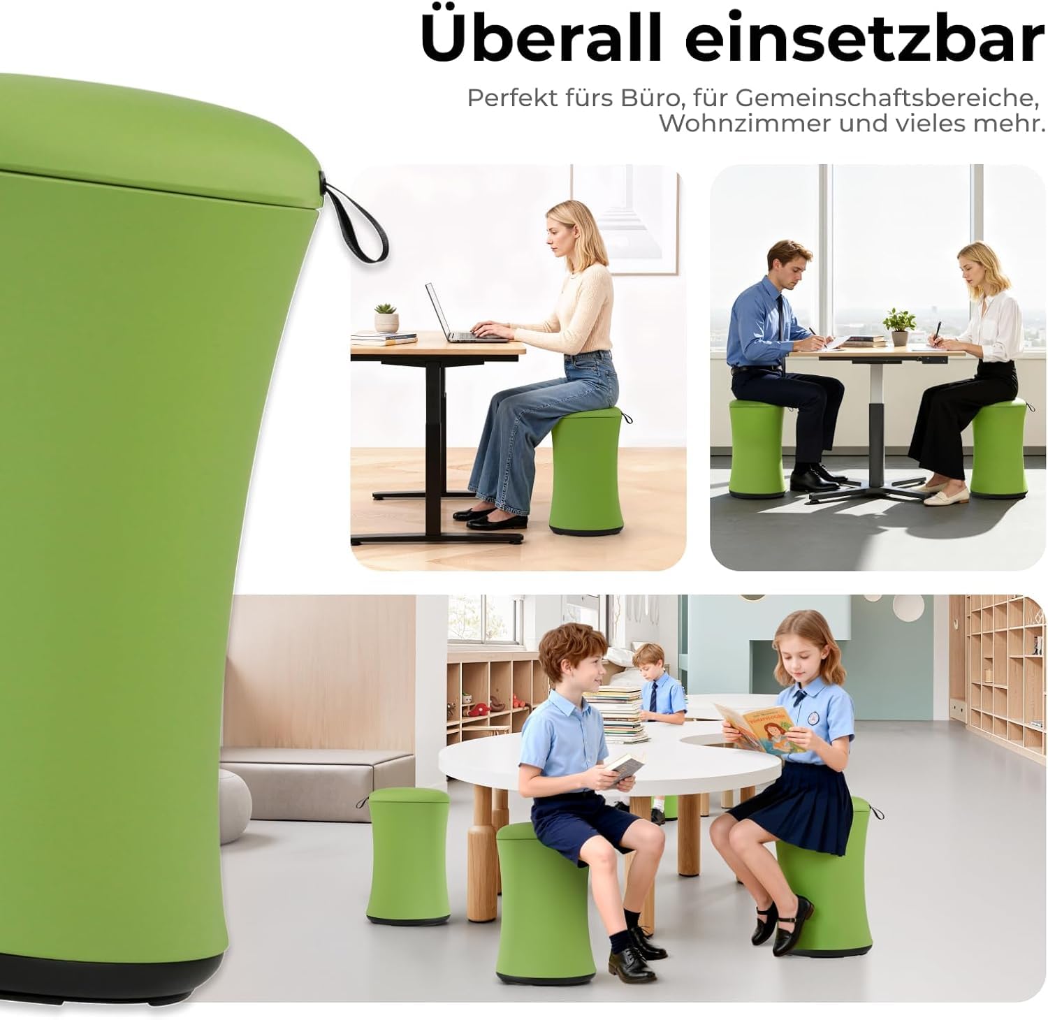 HOKO Ergonomischer Balance Hocker höhenverstellbar – 360° drehbarer Aktiv Sitzhocker mit Neigungsfunktion, Rutschfester Unterseite & 136 kg Tragfähigkeit für Büro, Homeoffice & Schule