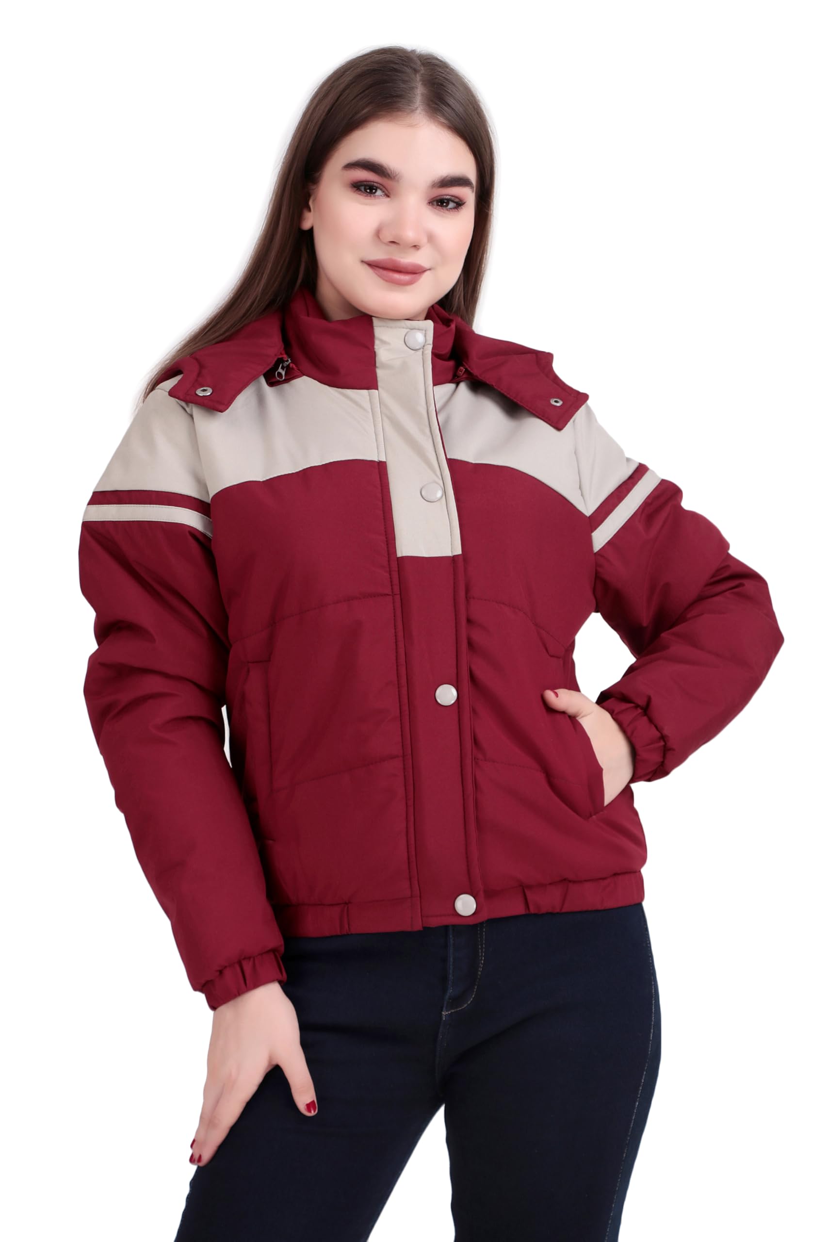 brazo Women's Crop Hooded Regular Fit Puffer Jacket - Long Sleeves, Latest Trendy Look, Warm Winter Wear Western Stylish Jacket-picture-20