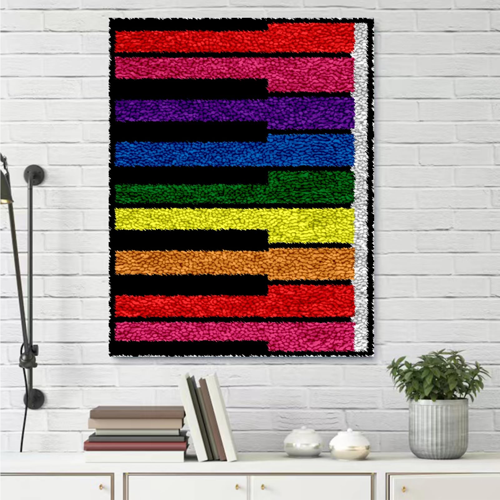 Kit per tappeto con gancio a scatto per adulti, kit di ricamo fai da te con tela stampata, grande filato all'uncinetto, kit per cuscino da pavimento king size 85 x 115 cm, decorazione per la casa