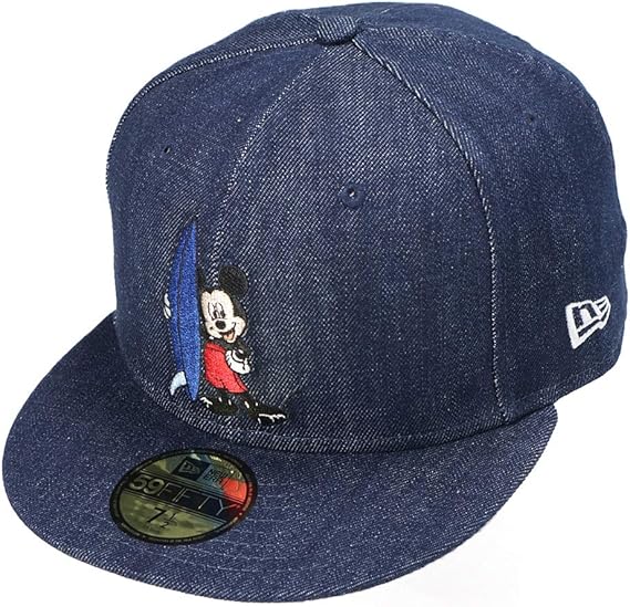 Amazon ニューエラ ディズニー 5950キャップ マルチロゴ ミッキーマウス サーフィン インディゴデニム オフィシャルカラー スノーホワイト 7 キャップ 通販