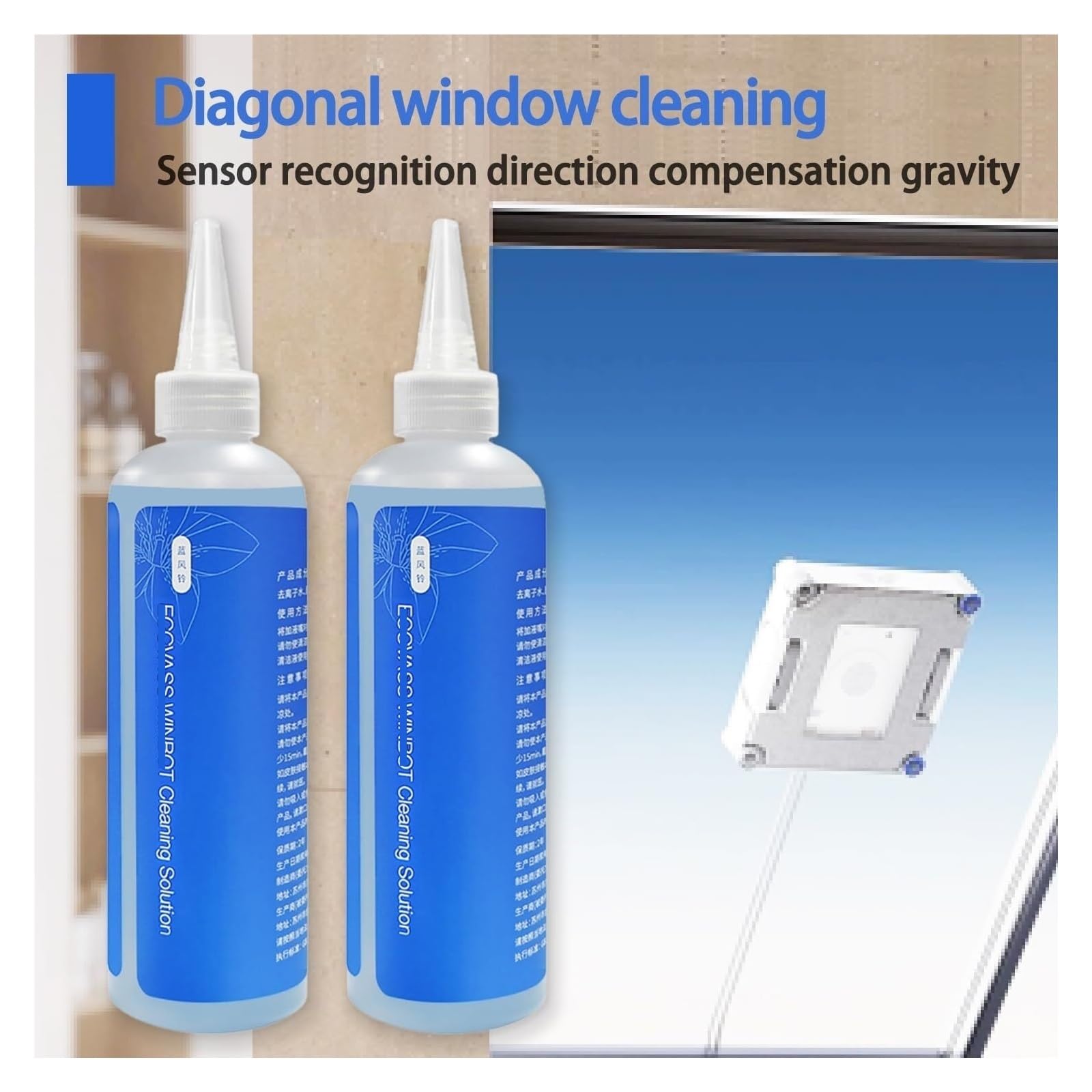 Líquido Limpiacristales - Compatible Con ECOVACS WINBOT W2 PRO Omni/W2 Omni/W1 Pro/W1S/Mini - Limpiacristales Multifuncional Con Fórmula Antirayas(6pcs)