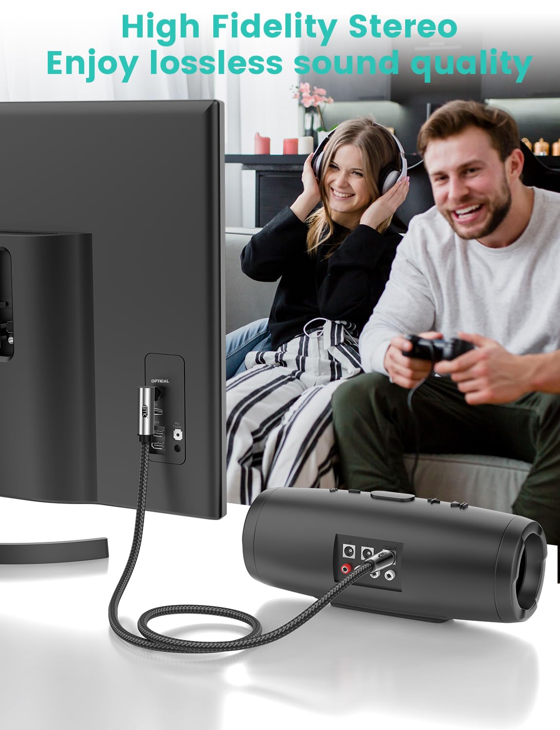 EMK Cable óptico de 90 grados, cable de fibra óptica Toslink macho a macho para cine en casa, barra de sonido, consola de juegos, altavoz (90 grados a recto, 15 m)