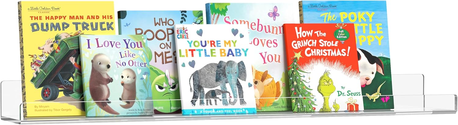 HBlife 36 Inches Invisible Wall Floating Bookshelf for Kids and Nursery, 16 Inch Stud Spacing Clear Acrylic Shelves for Figures, 1 Pack (5MM Thick) 36 Inch 1 Pack