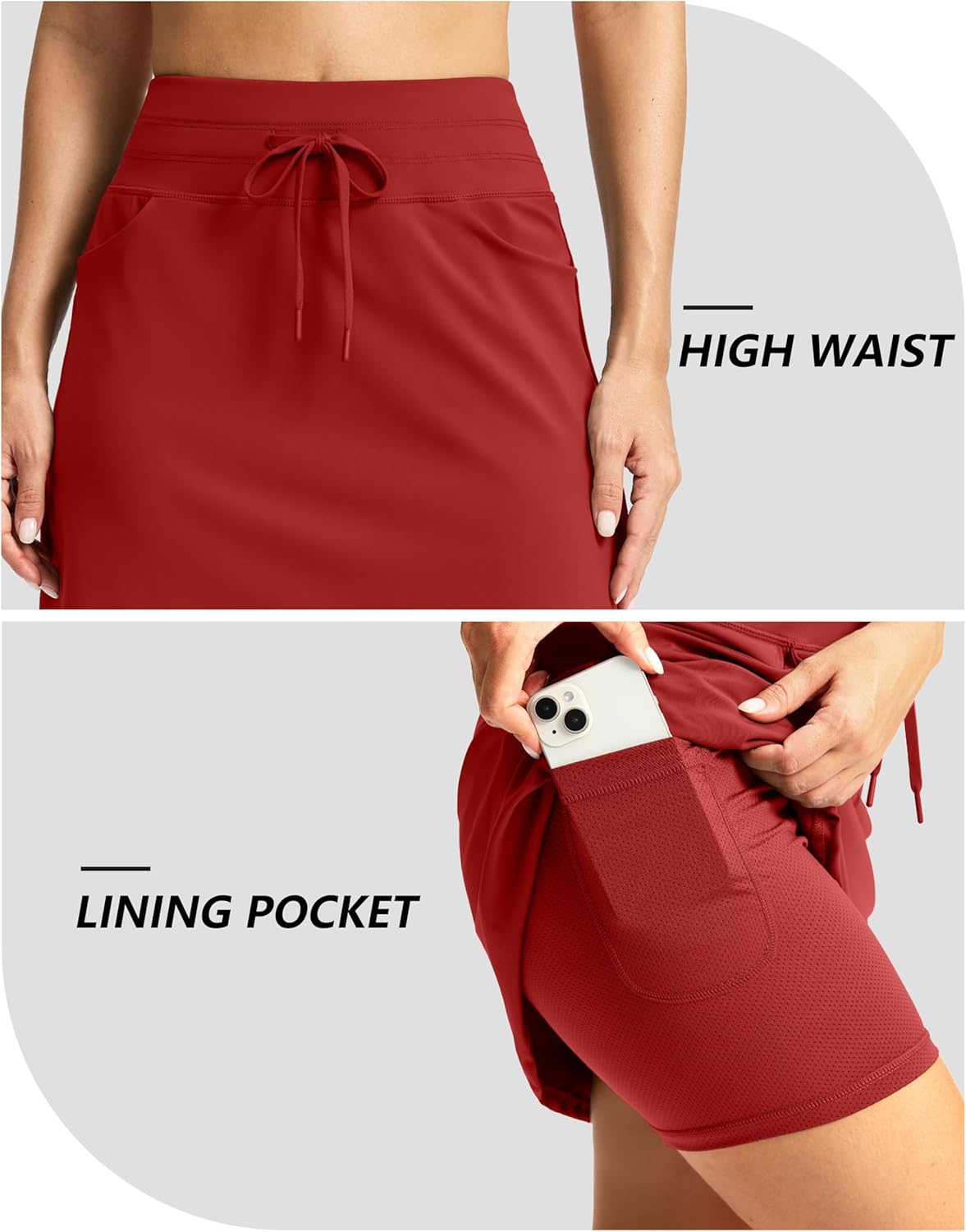 G Gradual Women's 18" Golf Skorts Skirts with 3 Pockets High Waisted Athletic Skorts for Women Stretchy Tennis Skirts - Image 3