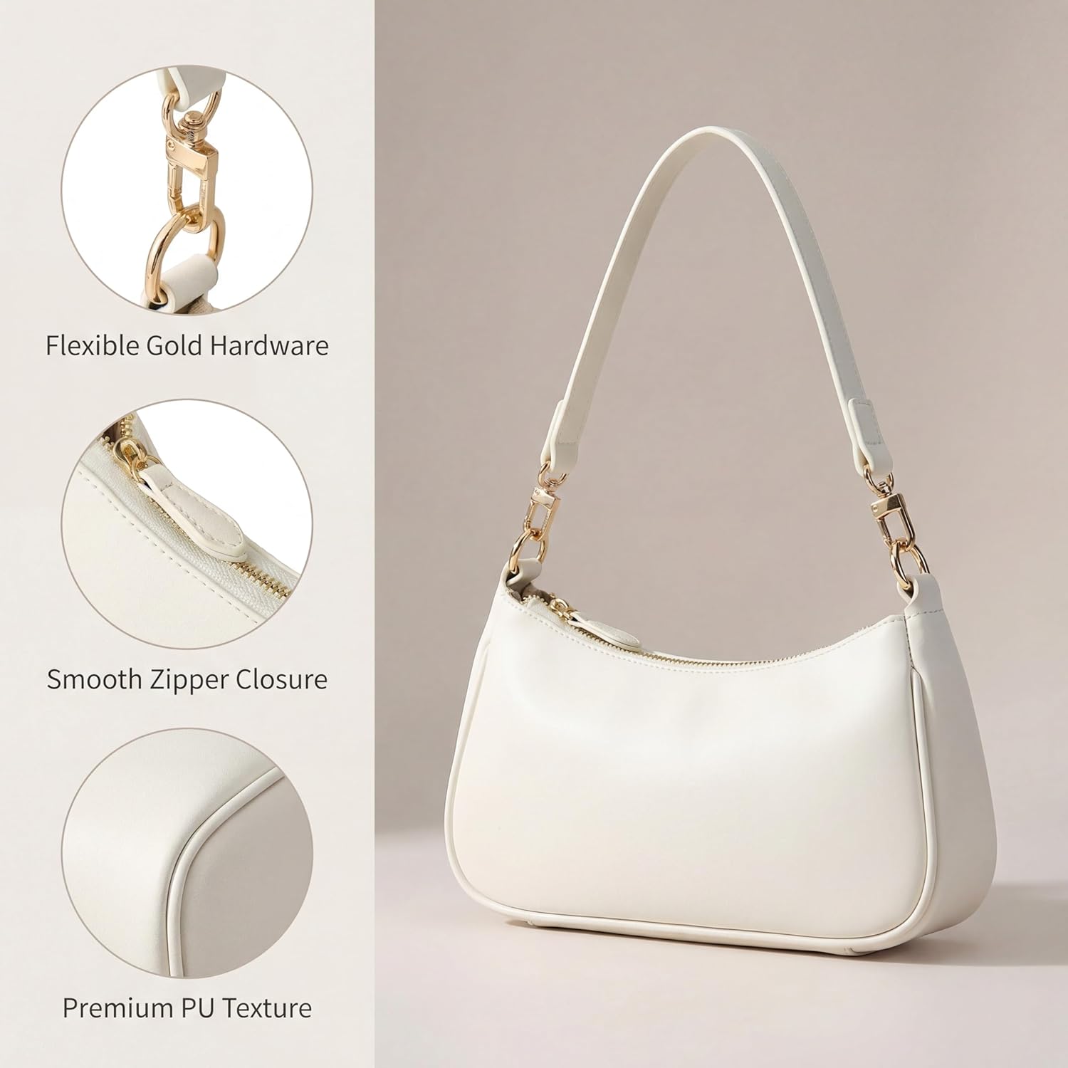 VODIU Clutch Tote Handbags with 2 Removable Straps and Zipper Closure Crossbody Bags Shoulder Purse Handbag for Women - Image 3