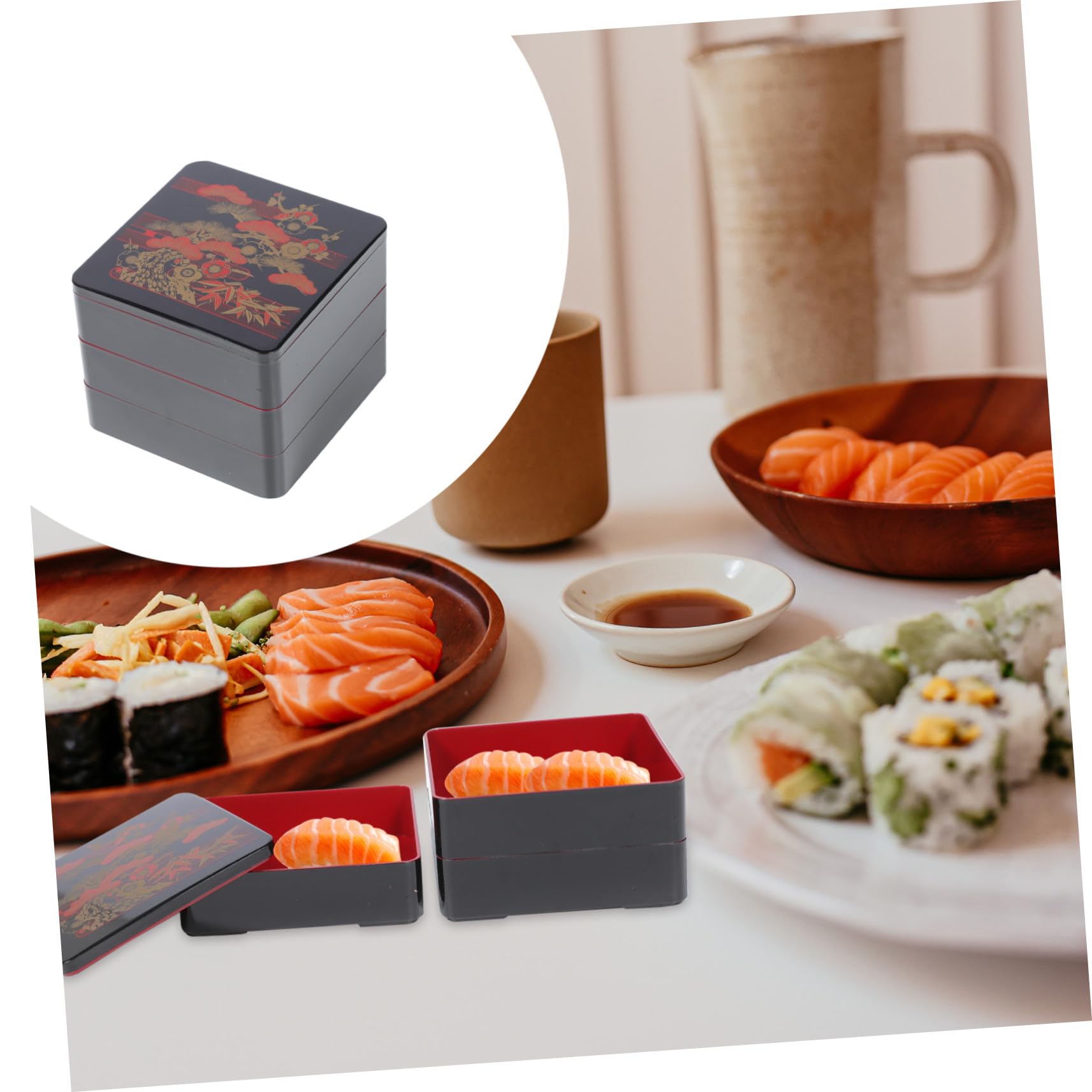 ULTECHNOVO Boîte Bento Japonaise Trois Abs Alimentaire Boîte Sushis Haute Qualité Avec Triple Compartiment Pratique Pour Repas Professionnels Et Pique-