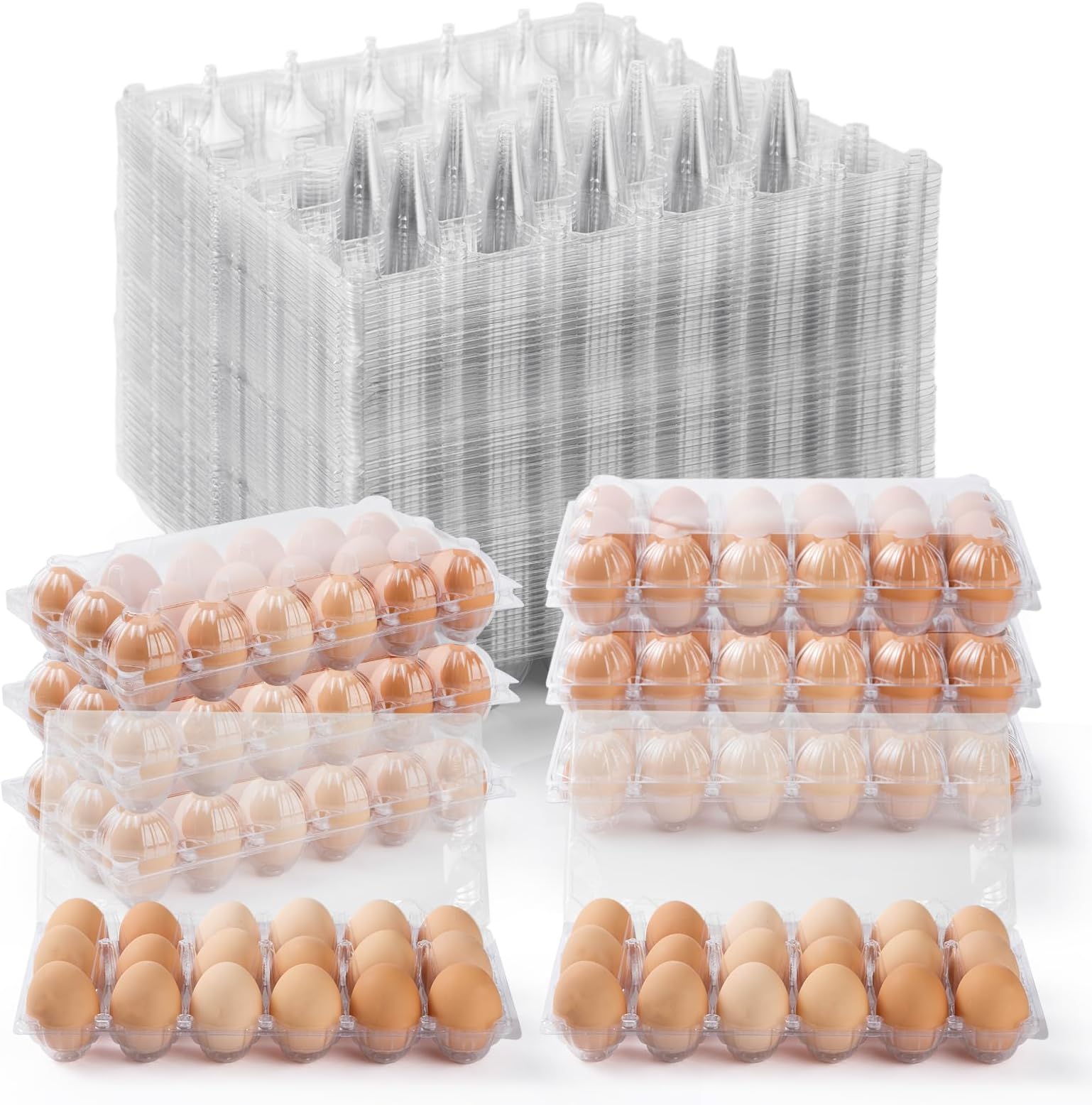 40PCS Plastic Egg Cartons 18 Count,Clear Egg Cartons Cheap Bulk for Fresh Eggs,Reusable Egg Holder for Family,Pasture,Farm Markets Display - Medium Egg Containers 3x6 Grids