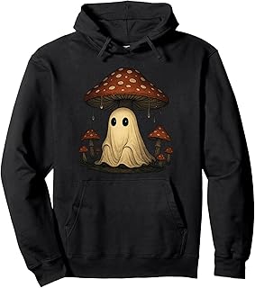 Funny Costume Spooky Halloween Cottagecore Ghost Mushroom Pullover Hoodie