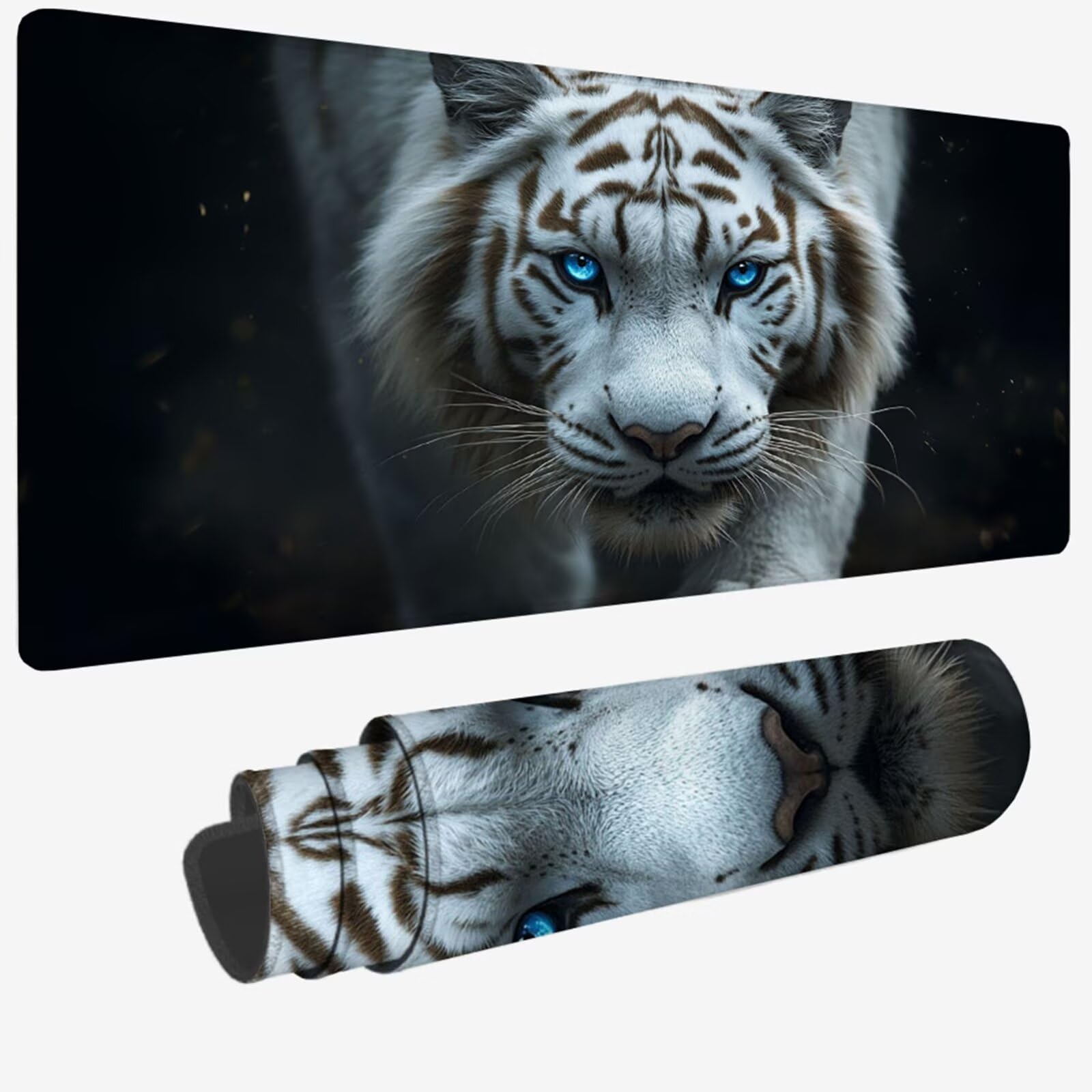 Tappetino per Mouse XXL 1200x600x3mm,Tappetino Mouse nero,Grande Mousepad tigre con Idrorepellente e Base in Gomma Antiscivolo,Lavabile Tappeto Scrivania da Gioco per Gaming,Ufficio Accessori W-1418