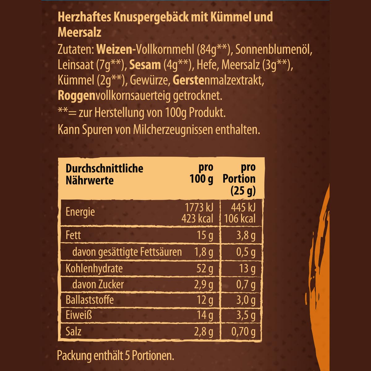 Dr. Karg’s Rustinis Vollkorn-Knabberei Kümmel & Meersalz 12x125g