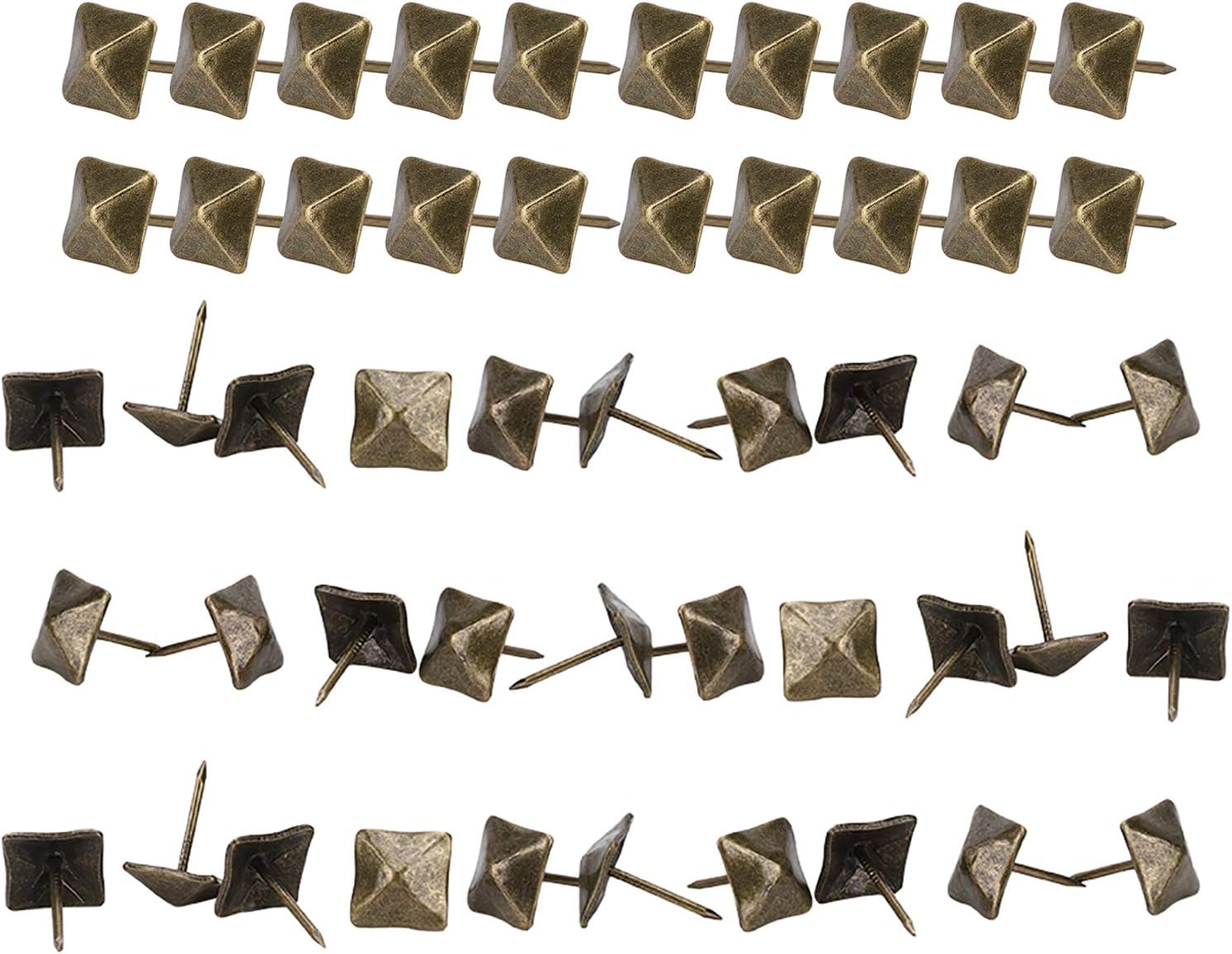 50Pcs Upholstery Nail, Antique Square Furniture Nail Bronze Upholstery Tacks Sofa Decorative Nail Push Pins for Home Furniture Decor