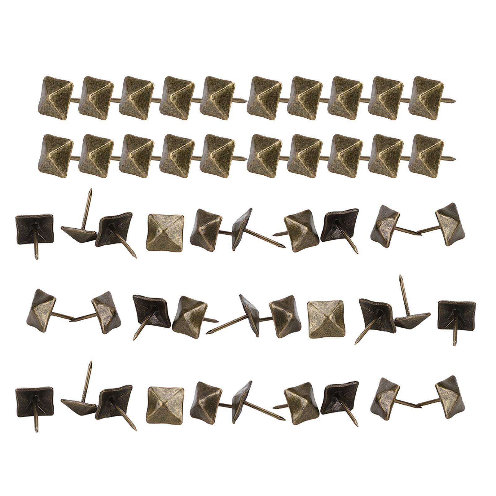 Jelquix Upholstery Door Nail Vintage Cyan Bronze Iron Furniture Hardware for Home Decor 50pcs (Side Length 14mm*Total Length 20mm)