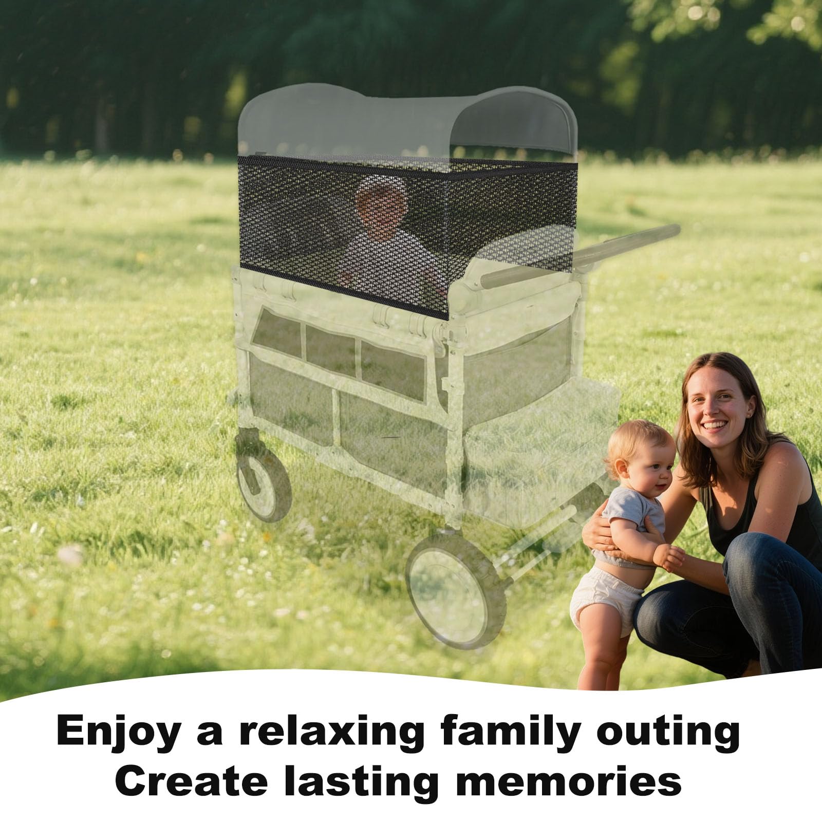 Pare-soleil pour poussette Wonderfold W4 W2, 299,7 x 33 cm - Respirant de qualité supérieure - Convient pour le camping, le pique-nique, les activités de plein air