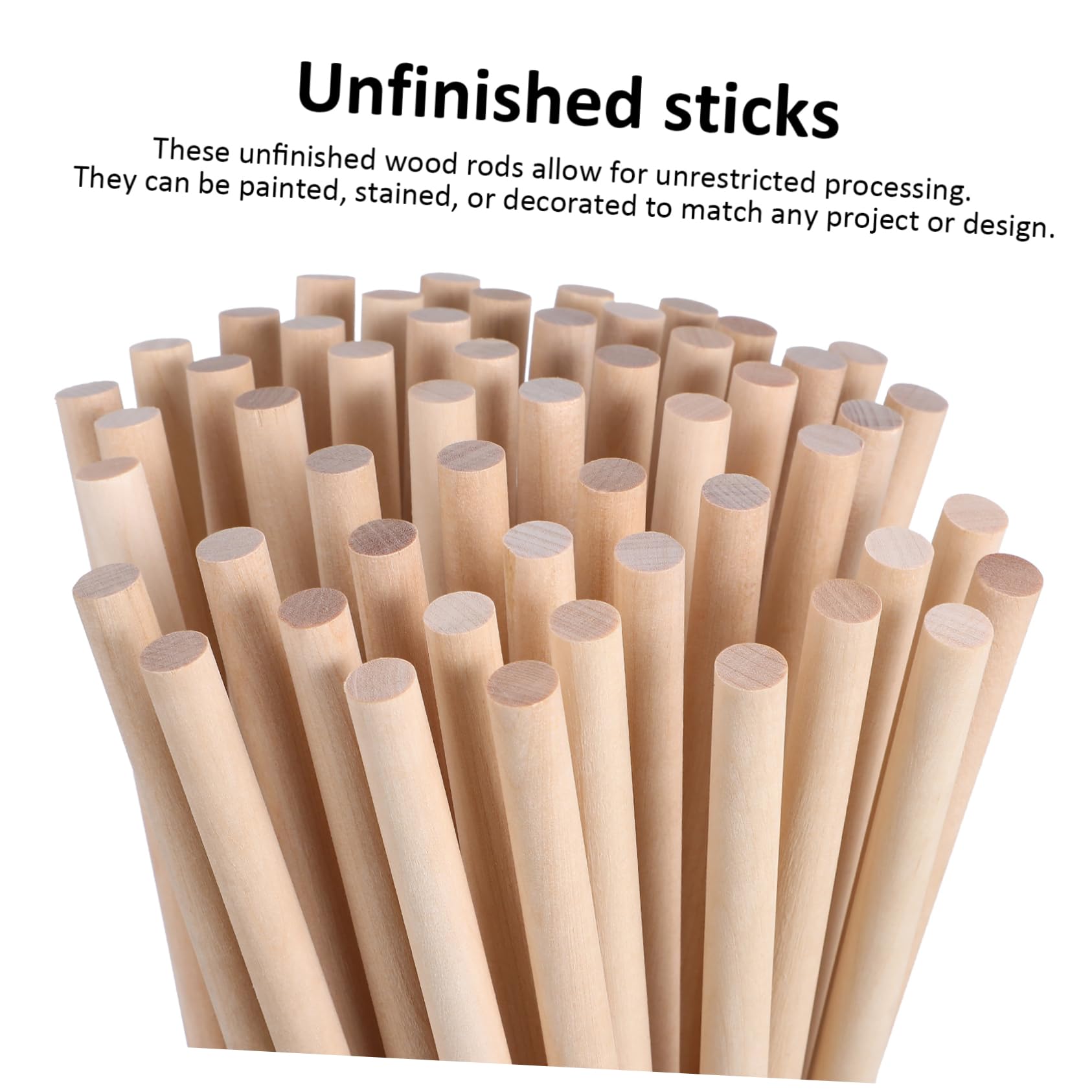 Bastoncini in Legno Tondi 50 Pezzi, Listelli Beige per Crafting