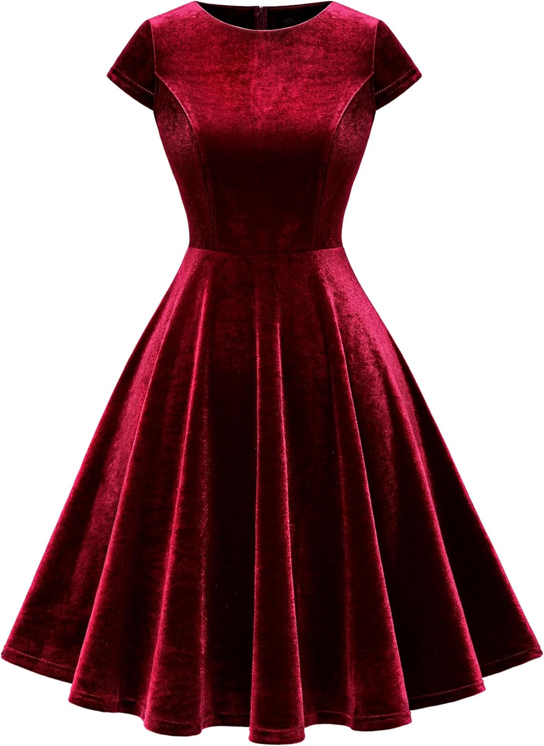 Dressystar Women's Velvet Cocktail Party Formal Dress Cap Sleeve A Line Fall Winter Vintage Rockabilly Dresses Prom Gown