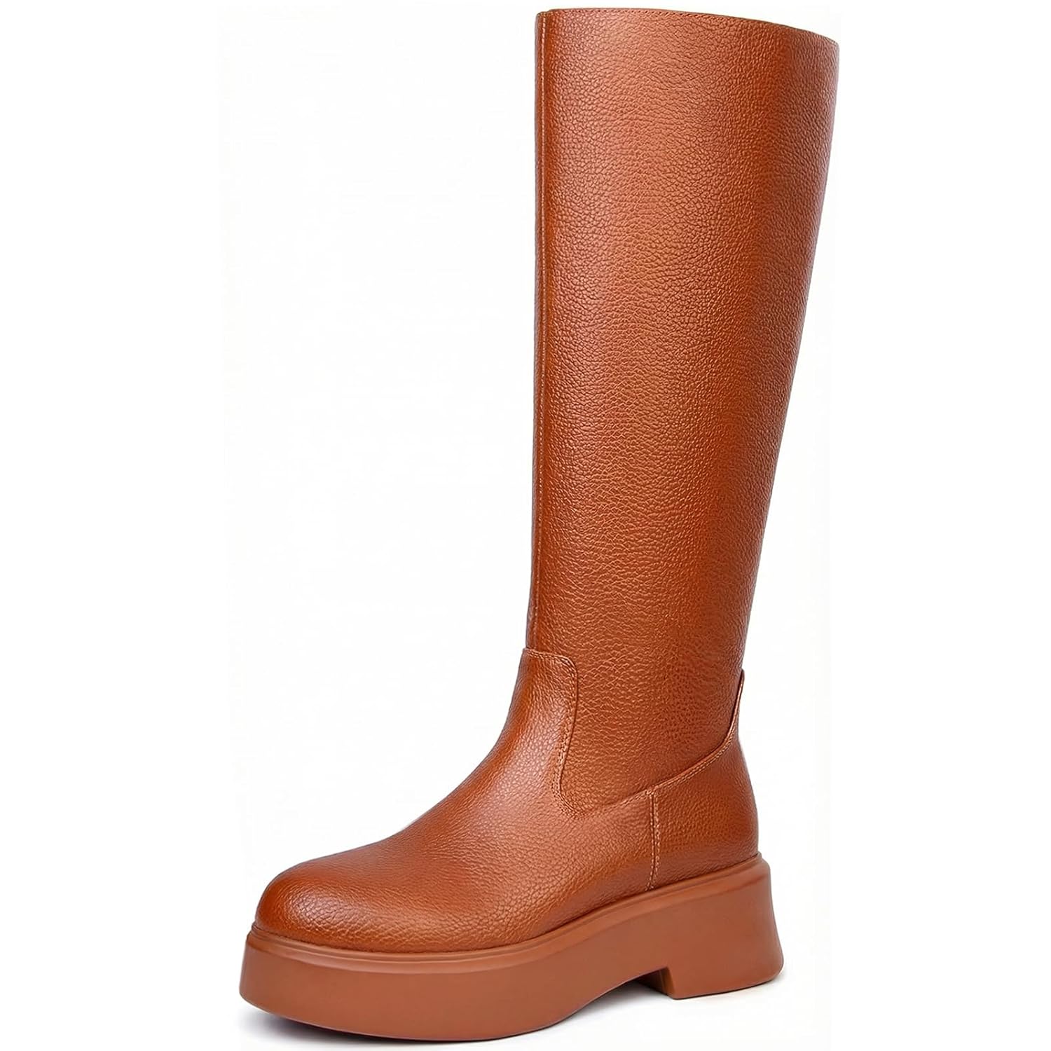 Womens Platform Ankle Boots Chunky Chelsea Short Fall Booties Front Zipper Combat Leather Boot