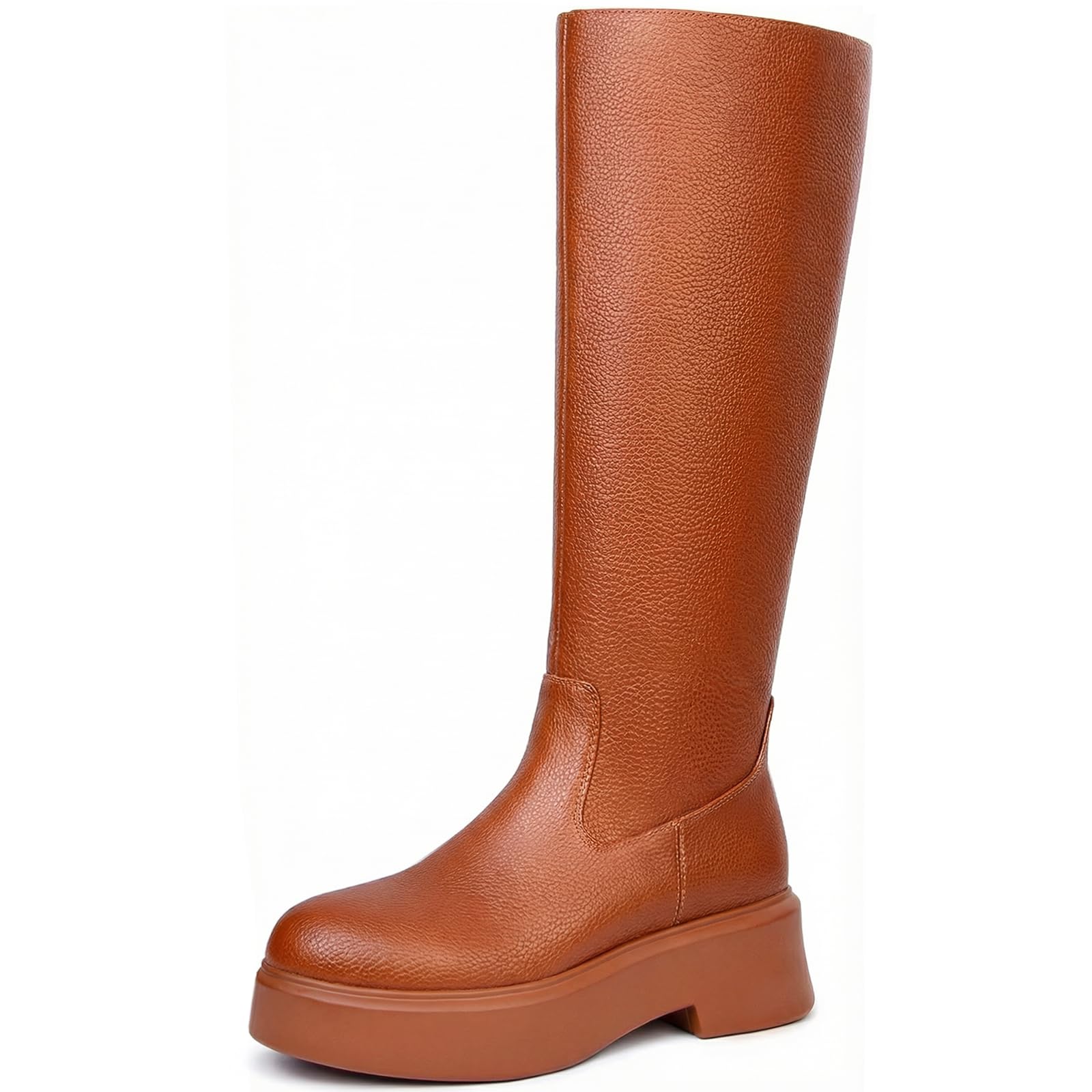 Womens Platform Ankle Boots Chunky Chelsea Short Fall Booties Front Zipper Combat Leather Boot