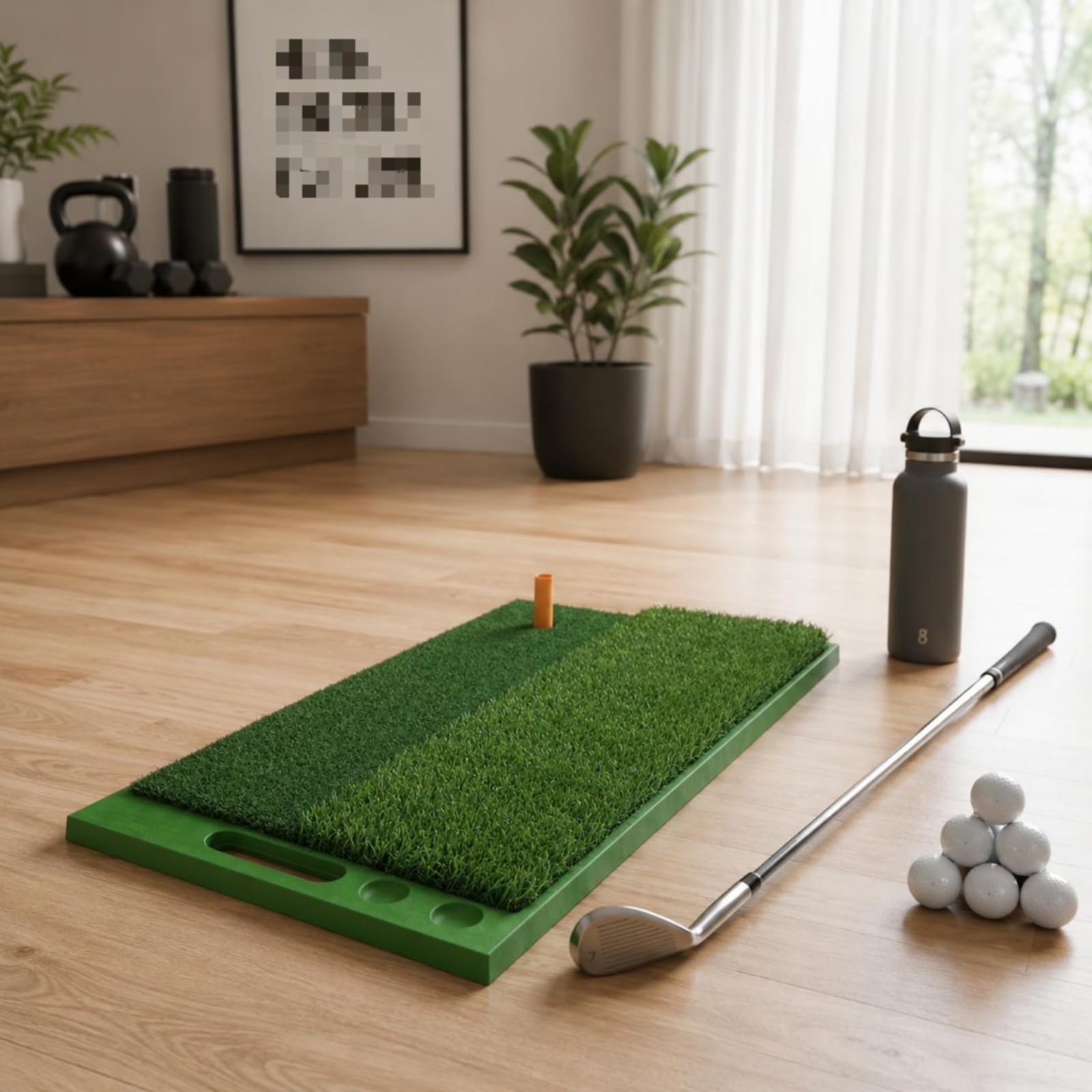 Golf Training Pad Tappeto Golf Allenamento Chipping Mat Area Realistica Assorbimento Urti Fondo TPE Leggero Maneggevole con Maniglia Adatto per Casa Terrazza Campo Allenamento, style to 2