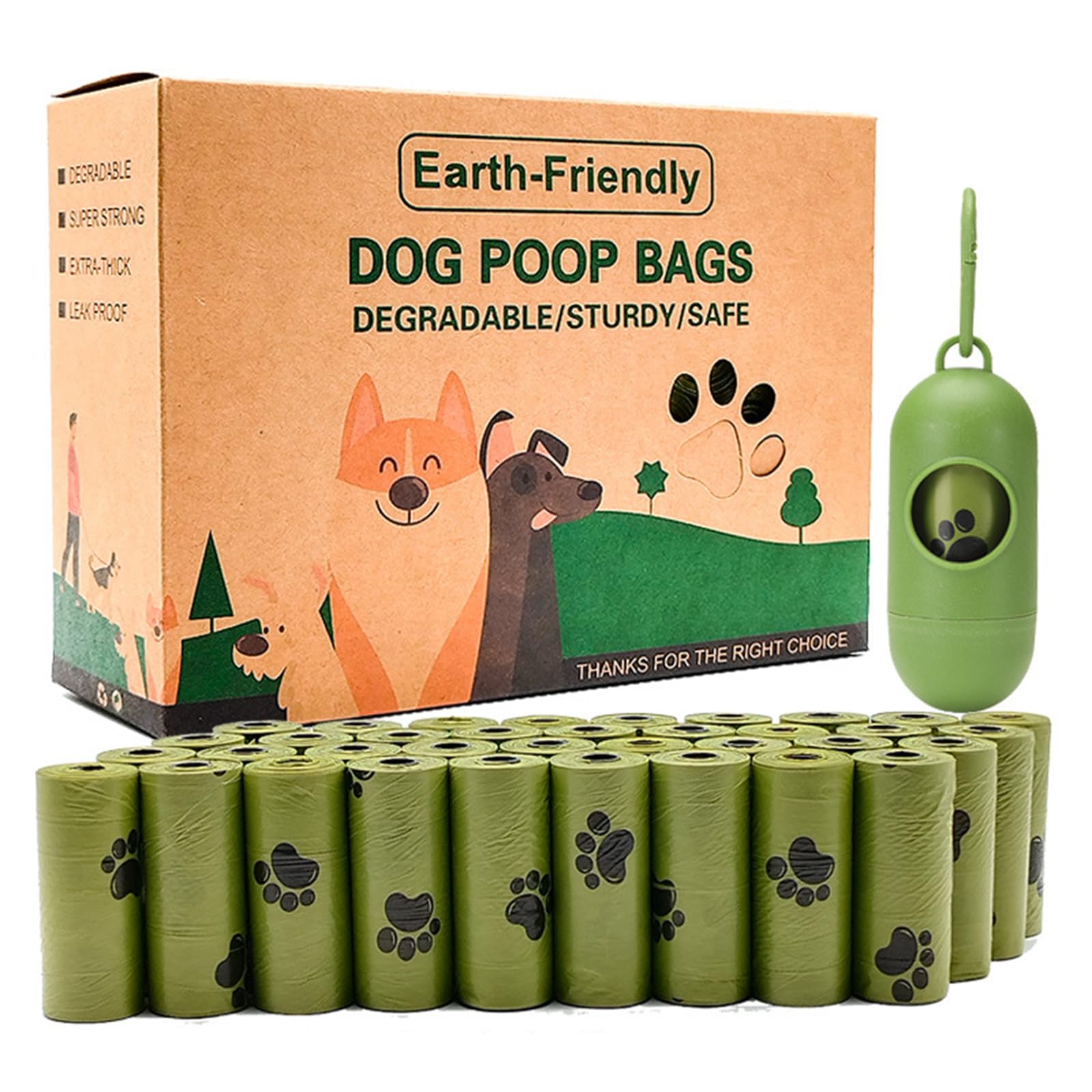 540 Count Dog Waste Bags with Dispenser - Leakproof Strong & Sturdy, Thick Biodegradable Bags for Pets, Green, 15 count (Pack of 36)