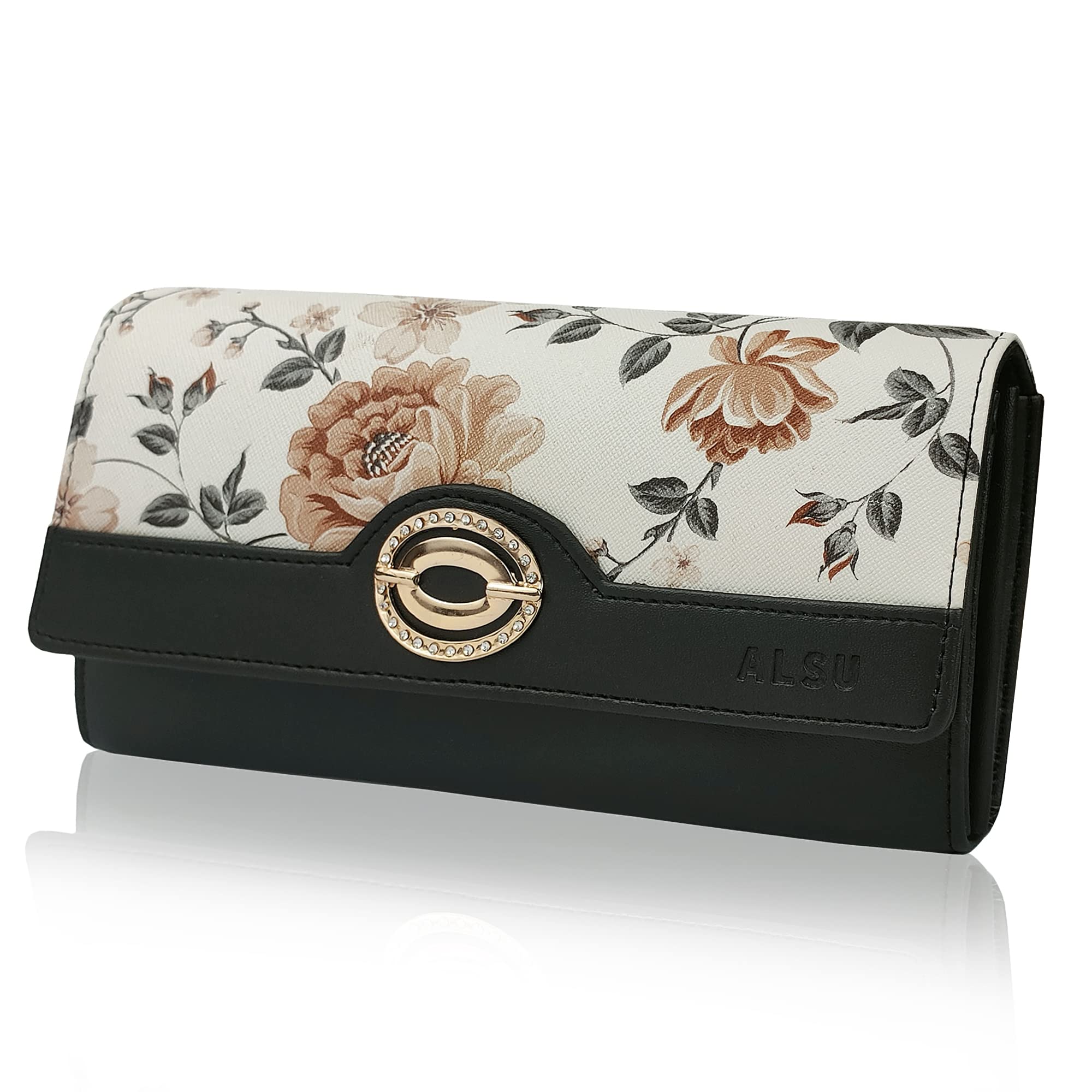 ALSU Womens Black Hand Wallet Clutch Flowers Printed | Phone Pocket | 4 Card Slots (gdu-021blk) (B0BN4QRZ85) Amazon Price History, Amazon Price Tracker