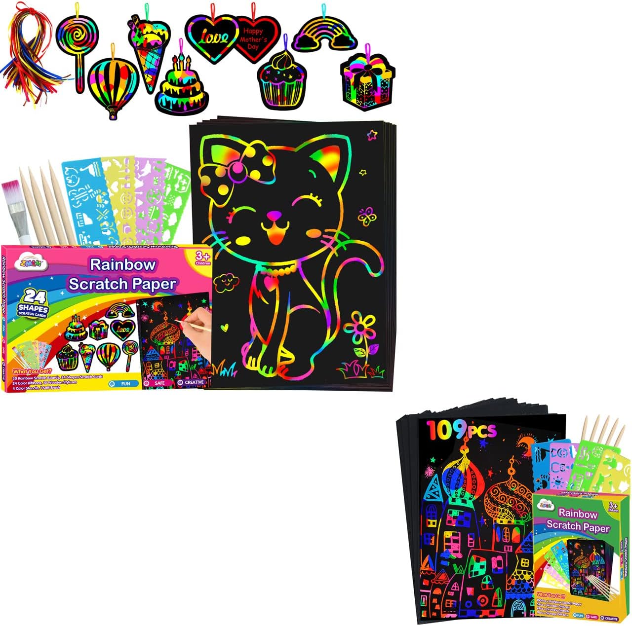 ZMLM Scratch Paper ArtCraft kids Rainbow Scratch Magic
