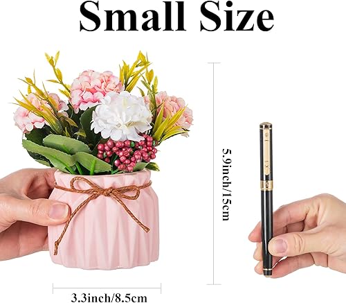 Miniatura 4 de BLOSMON Decoración de cocina amarilla de girasol falso, 2 piezas, flores pequeñas artificiales en jarrón de metal, plantas en maceta, ramo de seda,