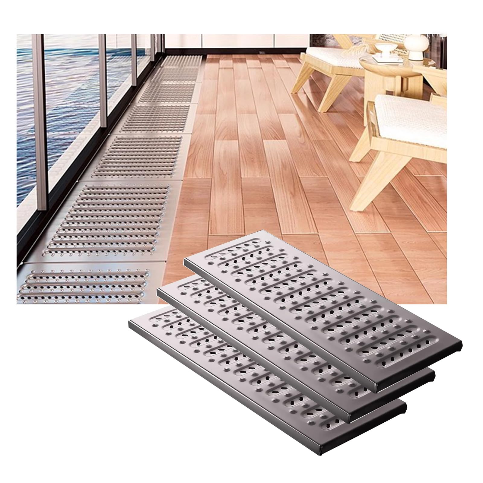 Grille de caniveau haut de gamme en acier robuste, système de drainage durable